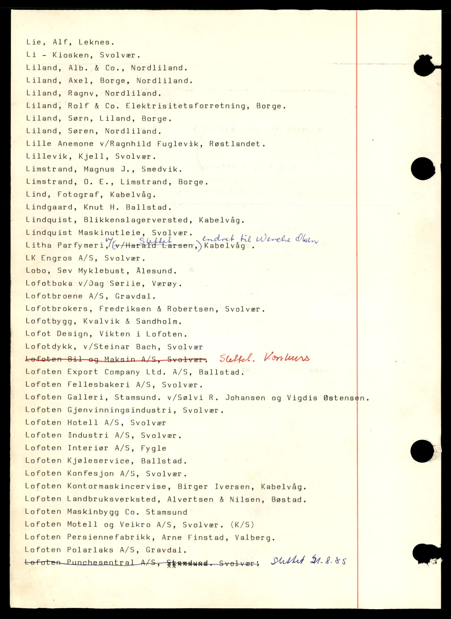 Lofoten sorenskriveri, SAT/A-0017/2/J/Jc/Jcd/L0003: Enkeltmannsforetak, aksjeselskap og andelslag, L-M , 1944-1990, p. 2
