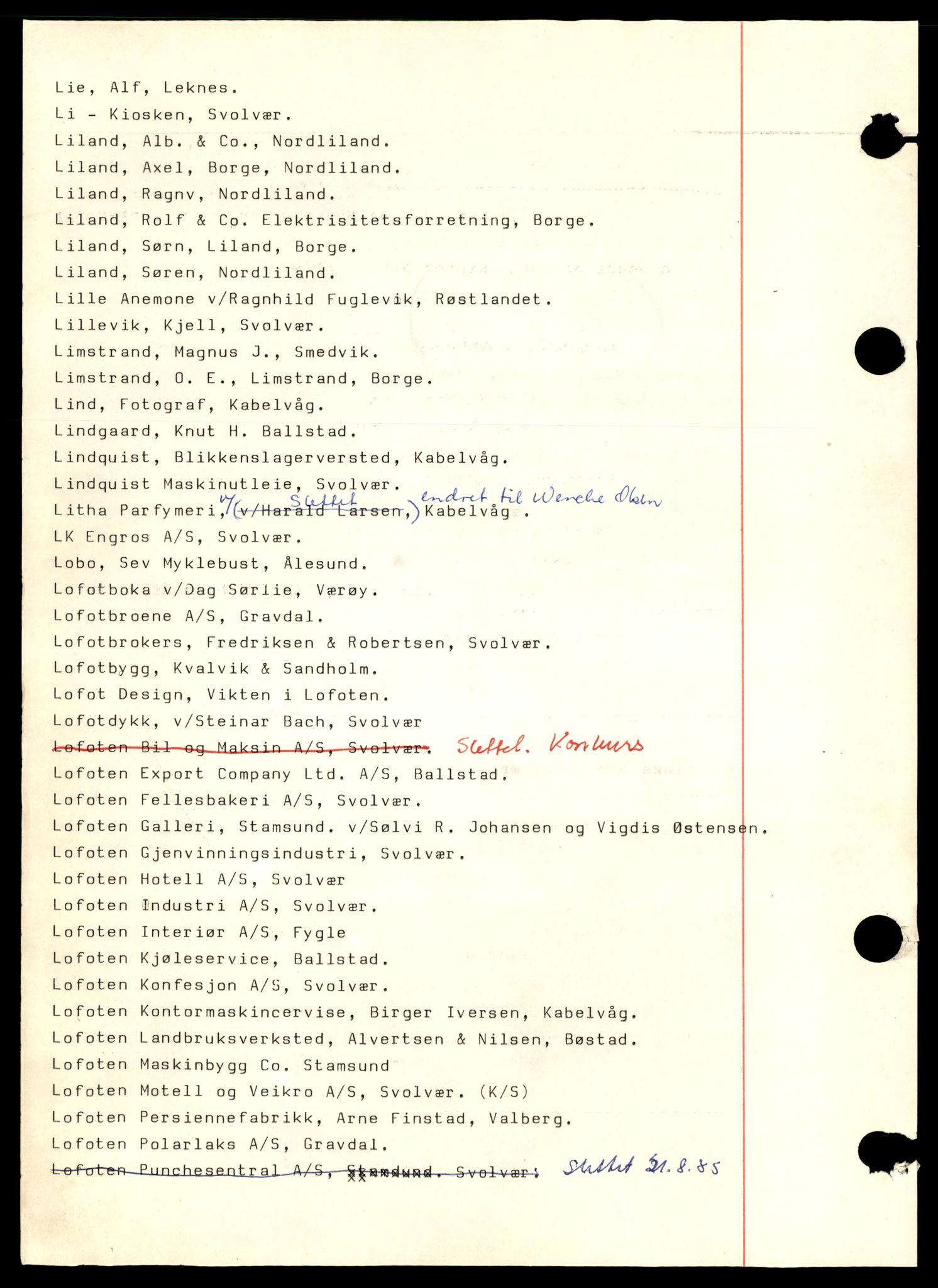 Lofoten sorenskriveri, AV/SAT-A-0017/2/J/Jc/Jcd/L0003: Enkeltmannsforetak, aksjeselskap og andelslag, L-M , 1944-1990, p. 2