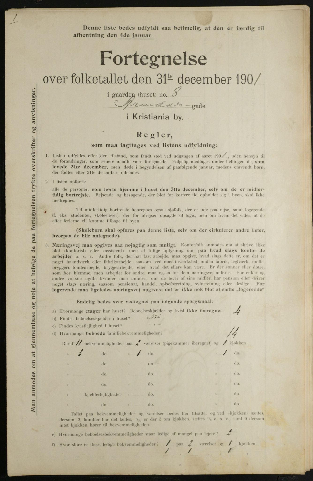 OBA, Municipal Census 1901 for Kristiania, 1901, p. 406