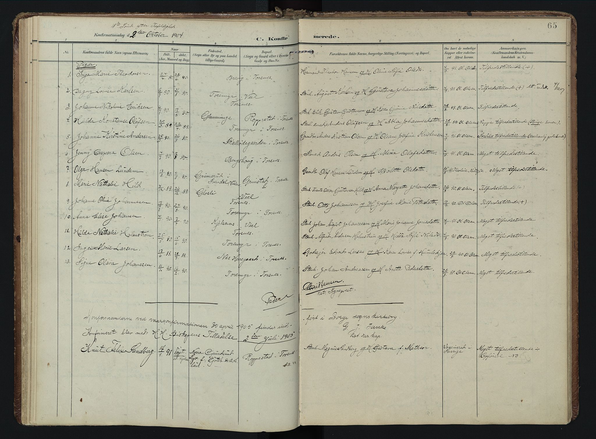 Borge prestekontor Kirkebøker, AV/SAO-A-10903/F/Fb/L0004: Parish register (official) no. II 4, 1902-1914, p. 65