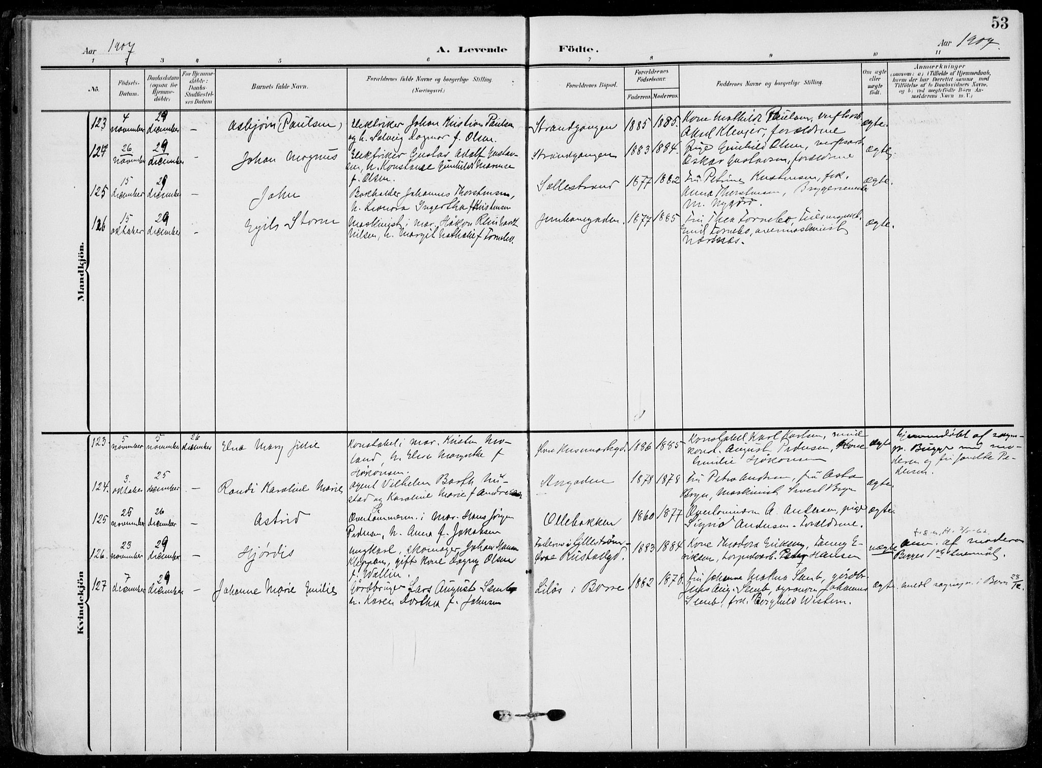 Horten kirkebøker, AV/SAKO-A-348/F/Fa/L0006: Parish register (official) no. 6, 1905-1912, p. 53