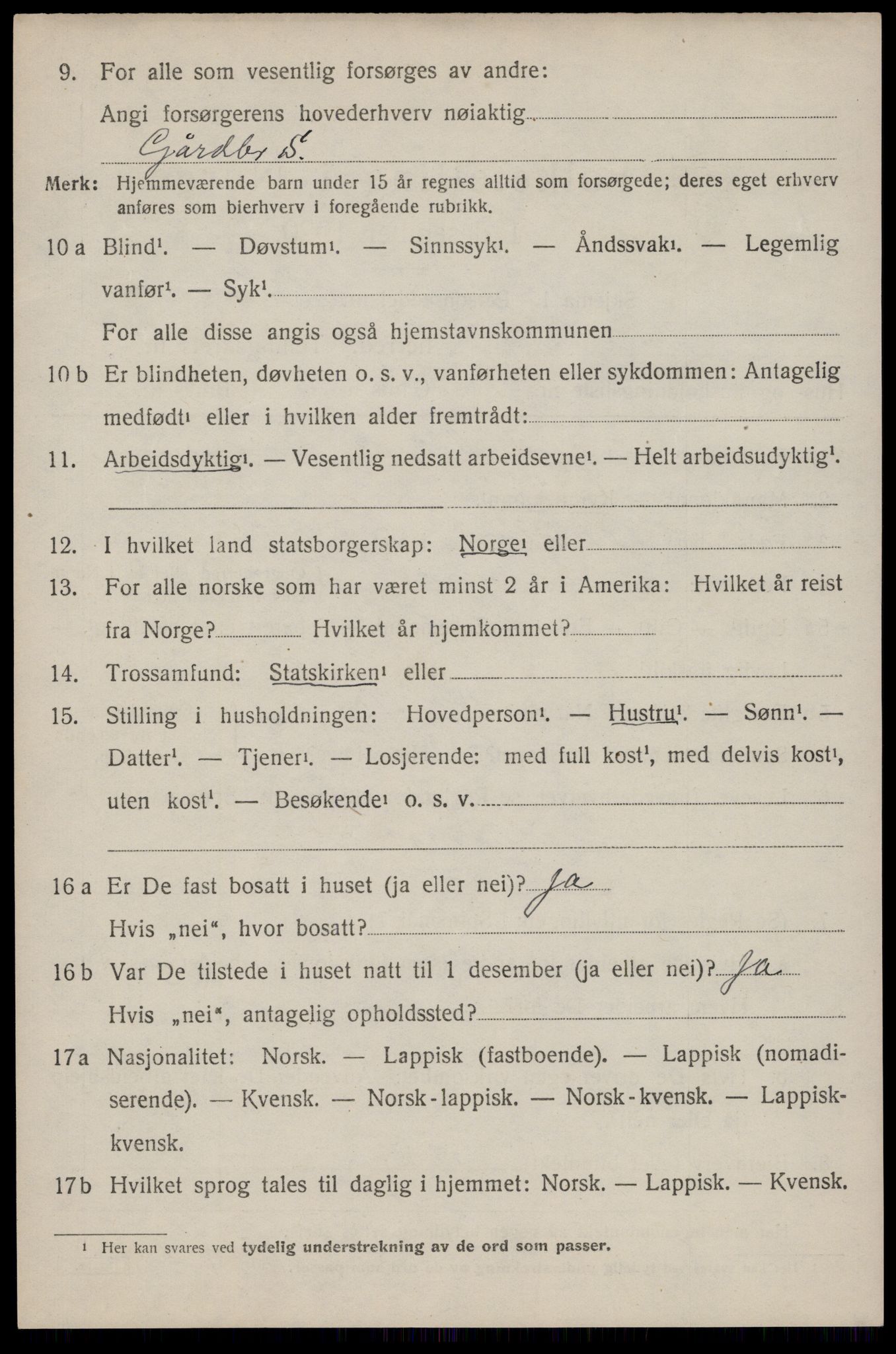 SAT, 1920 census for Dverberg, 1920, p. 10995