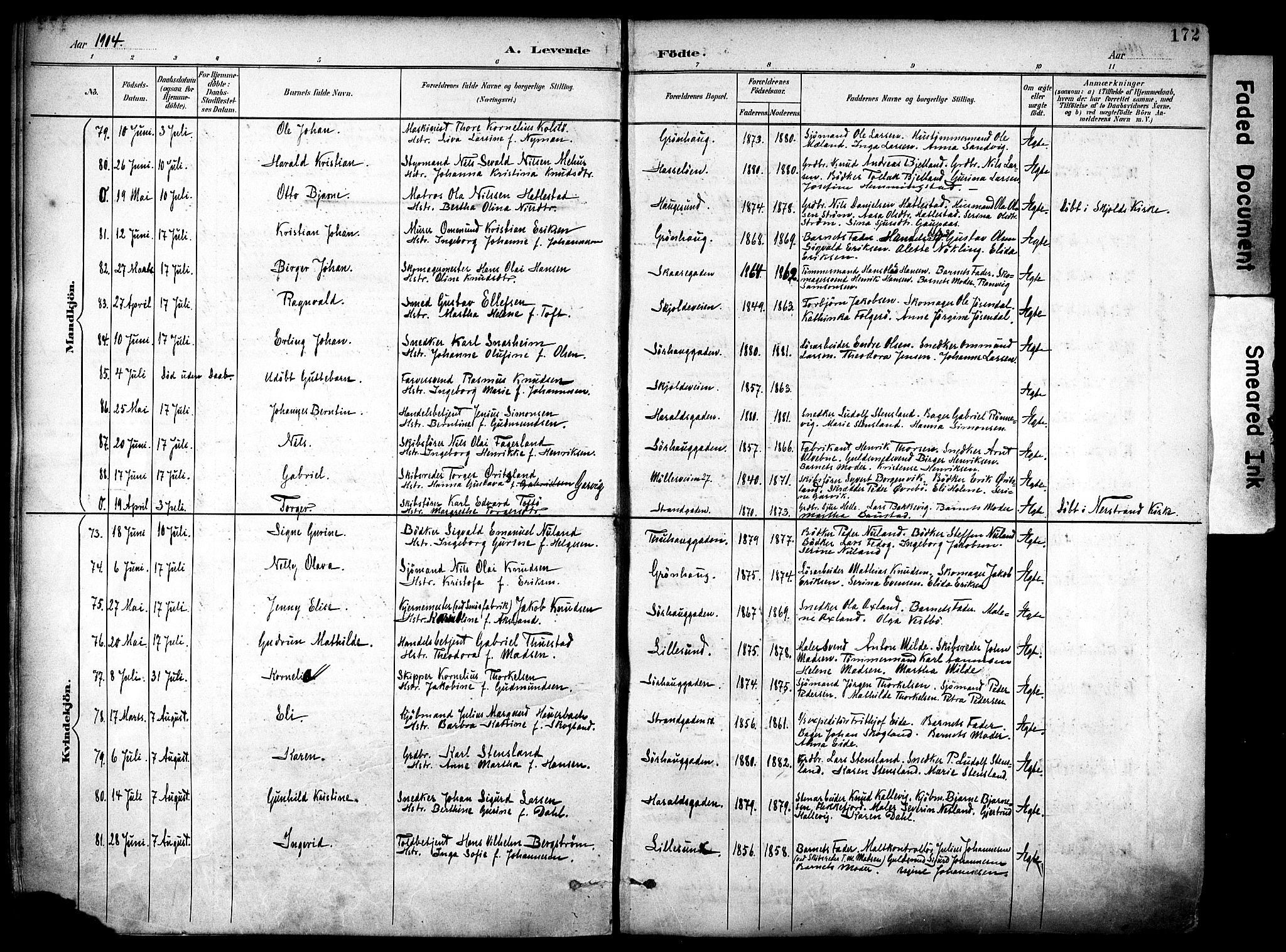Haugesund sokneprestkontor, AV/SAST-A -101863/H/Ha/Haa/L0006: Parish register (official) no. A 6, 1891-1907, p. 172