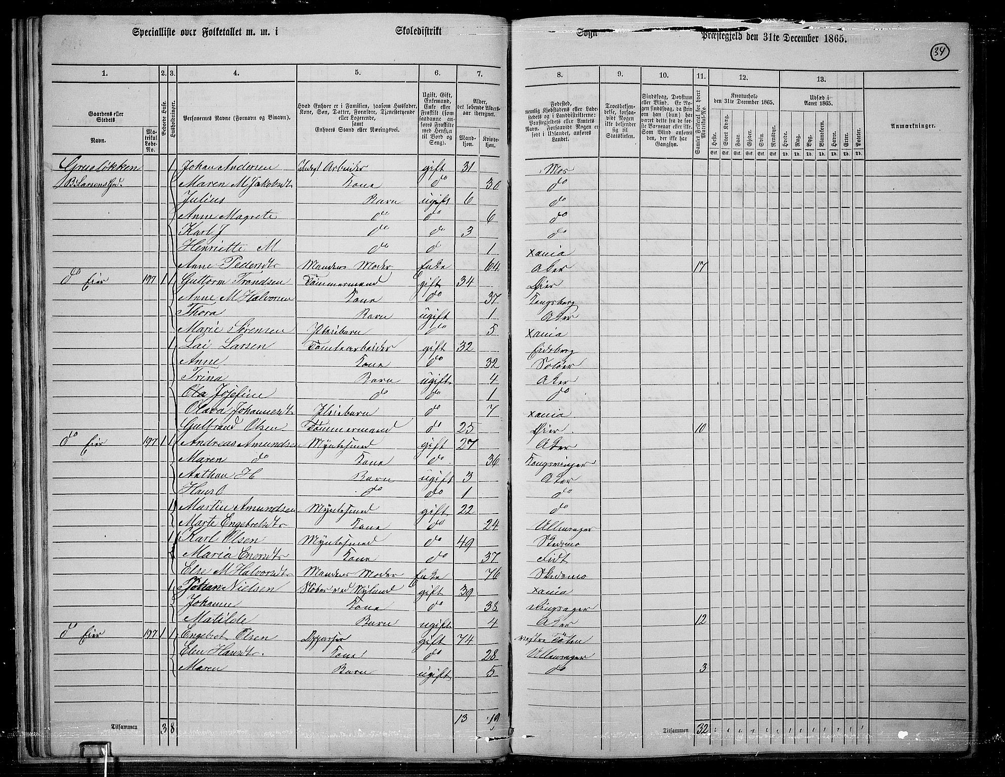 RA, 1865 census for Østre Aker, 1865, p. 258