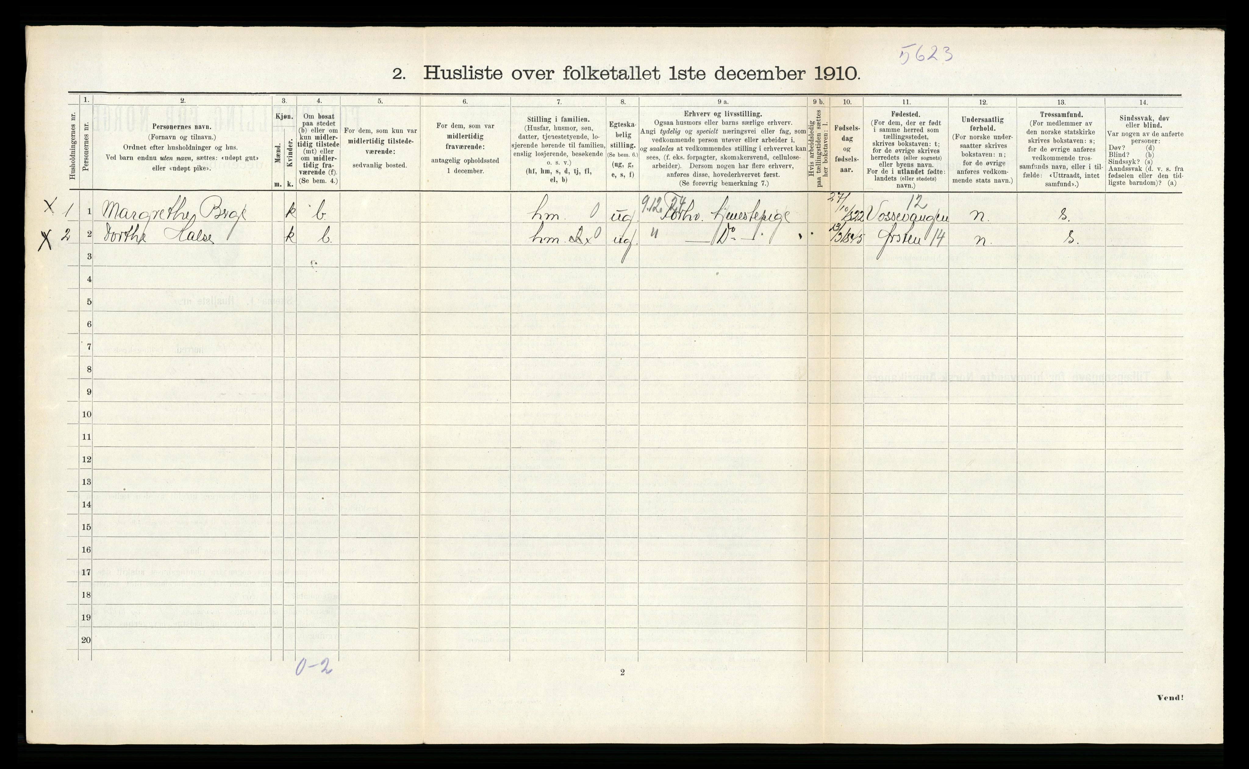 RA, 1910 census for Volda, 1910, p. 325