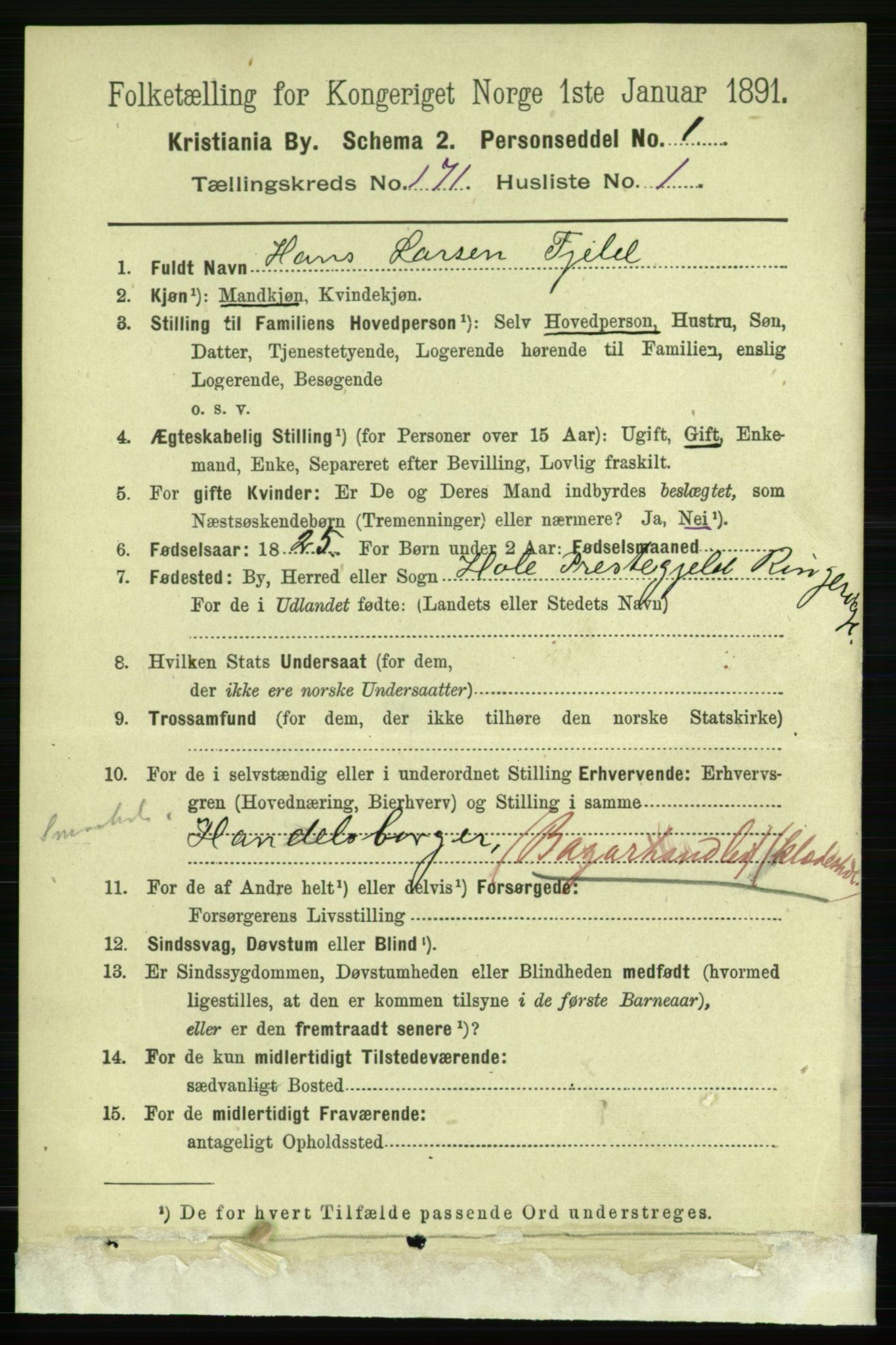 RA, 1891 census for 0301 Kristiania, 1891, p. 100646