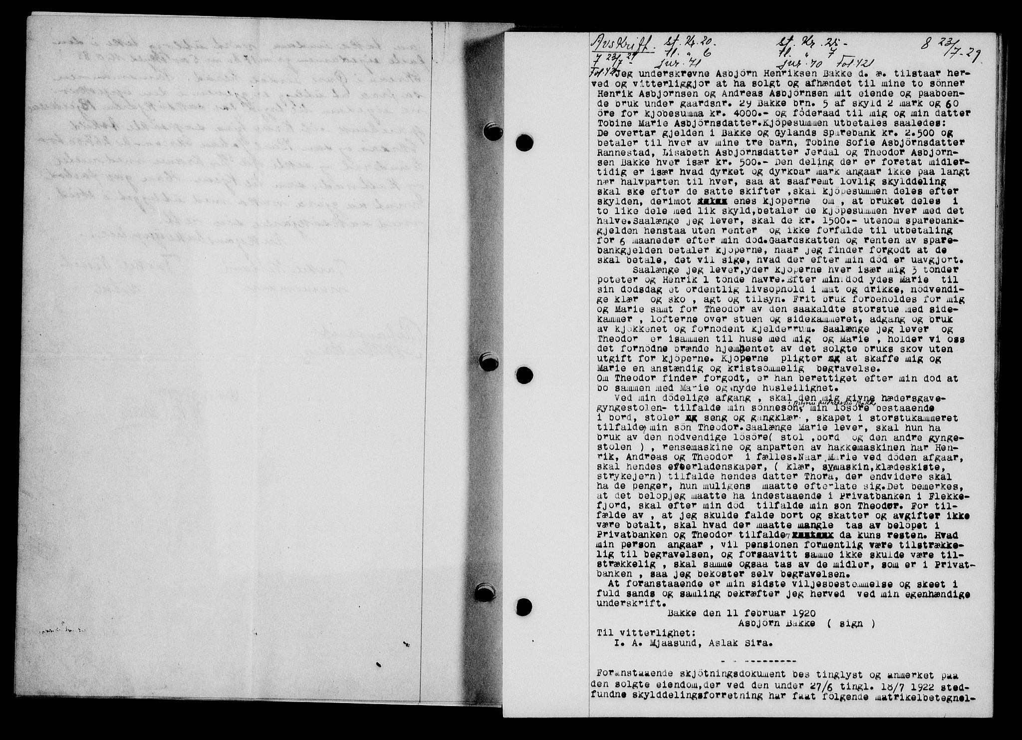 Flekkefjord sorenskriveri, SAK/1221-0001/G/Gb/Gba/L0045: Mortgage book no. 43, 1929-1930, Deed date: 23.07.1929