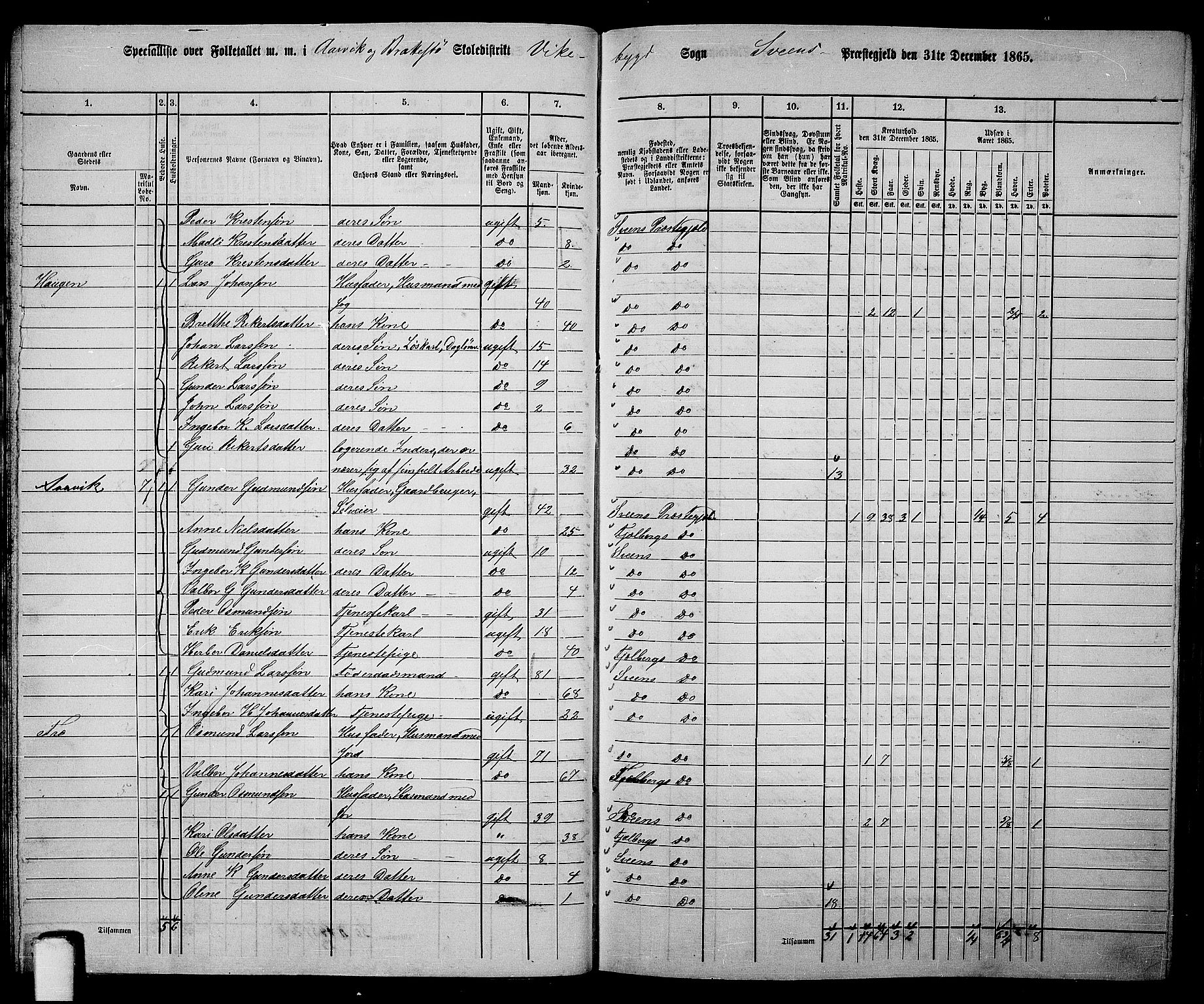 RA, 1865 census for Sveio, 1865, p. 28