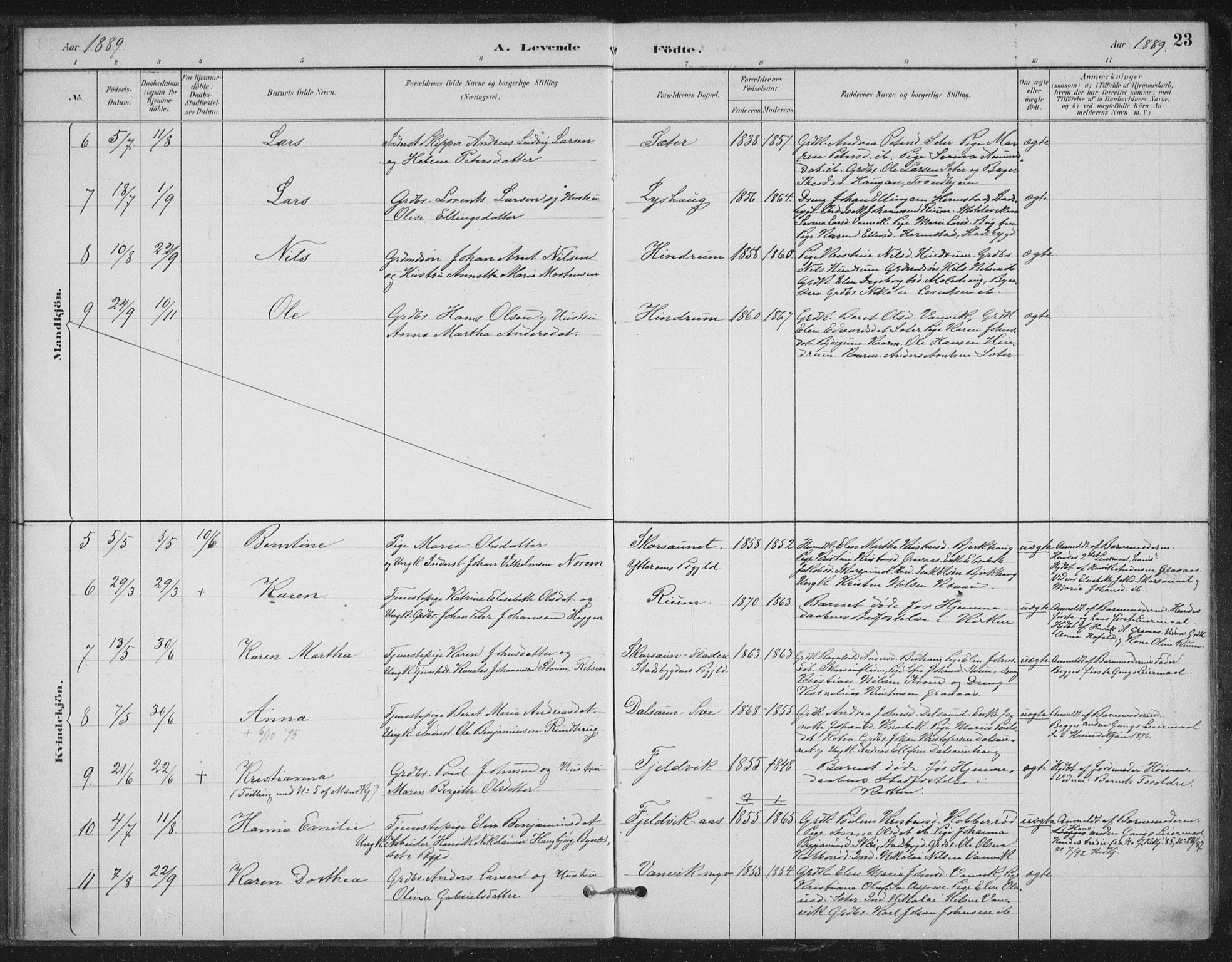 Ministerialprotokoller, klokkerbøker og fødselsregistre - Nord-Trøndelag, SAT/A-1458/702/L0023: Parish register (official) no. 702A01, 1883-1897, p. 23