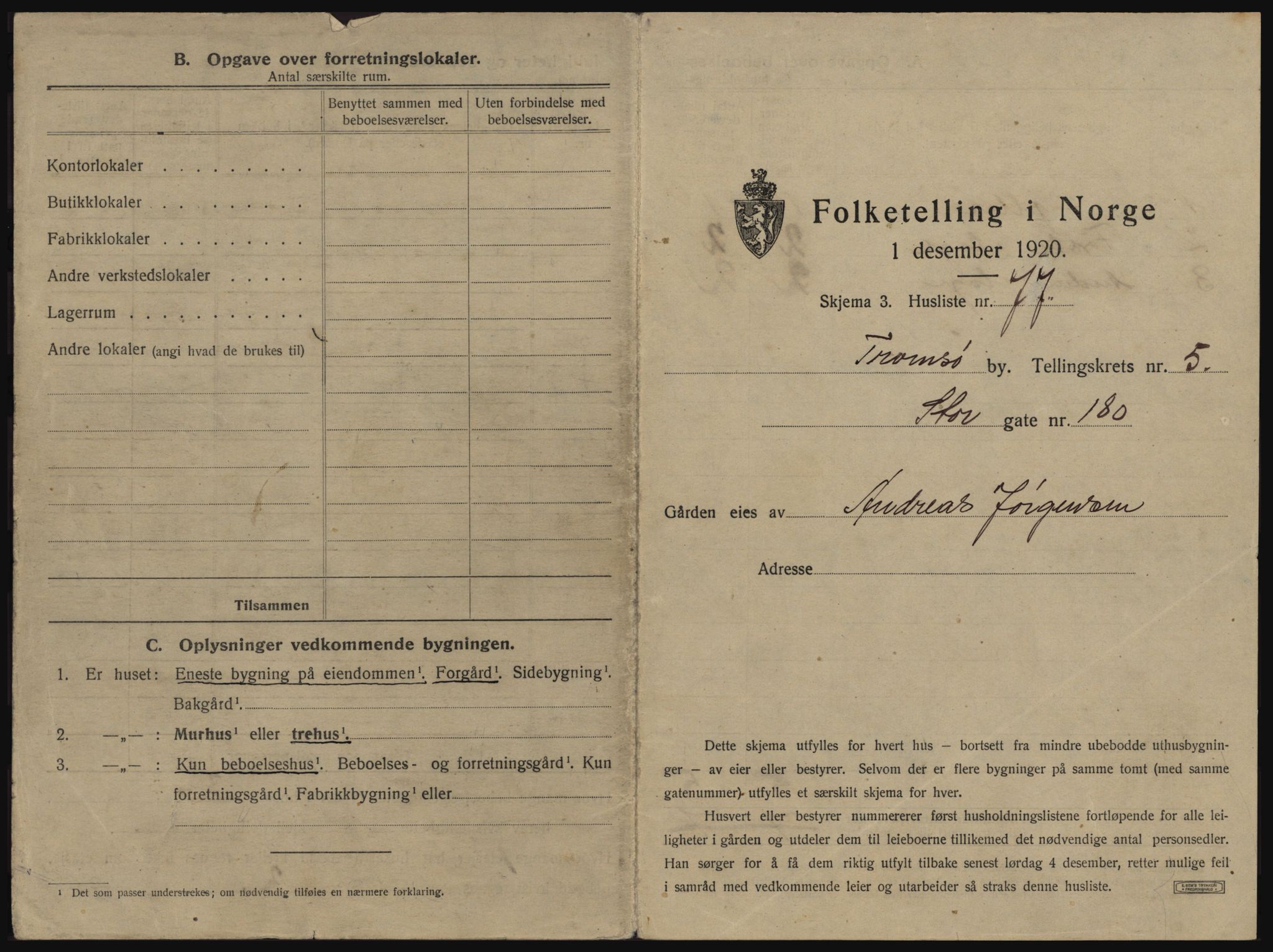 SATØ, 1920 census for Tromsø, 1920, p. 927