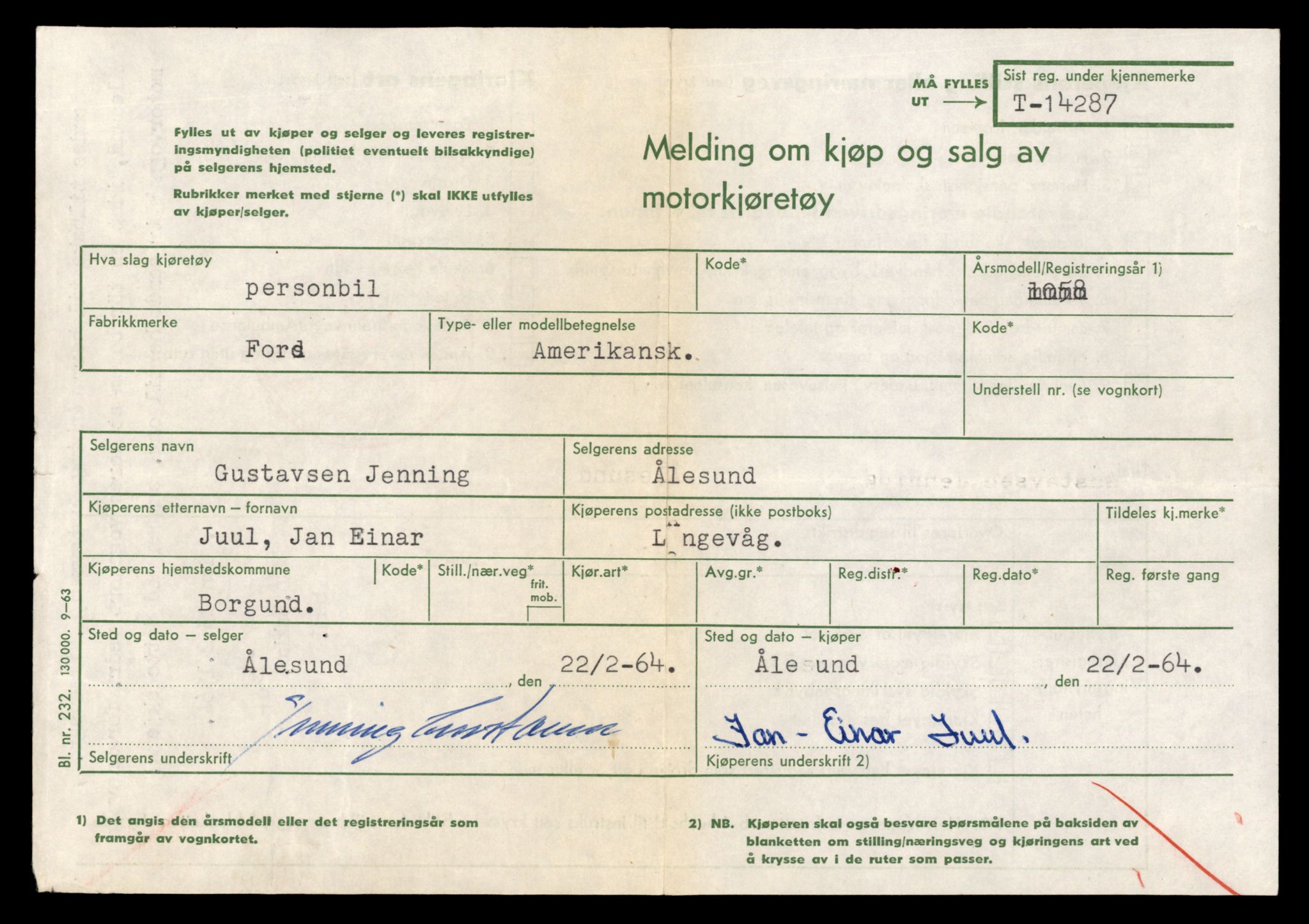 Møre og Romsdal vegkontor - Ålesund trafikkstasjon, AV/SAT-A-4099/F/Fe/L0044: Registreringskort for kjøretøy T 14205 - T 14319, 1927-1998, p. 2405