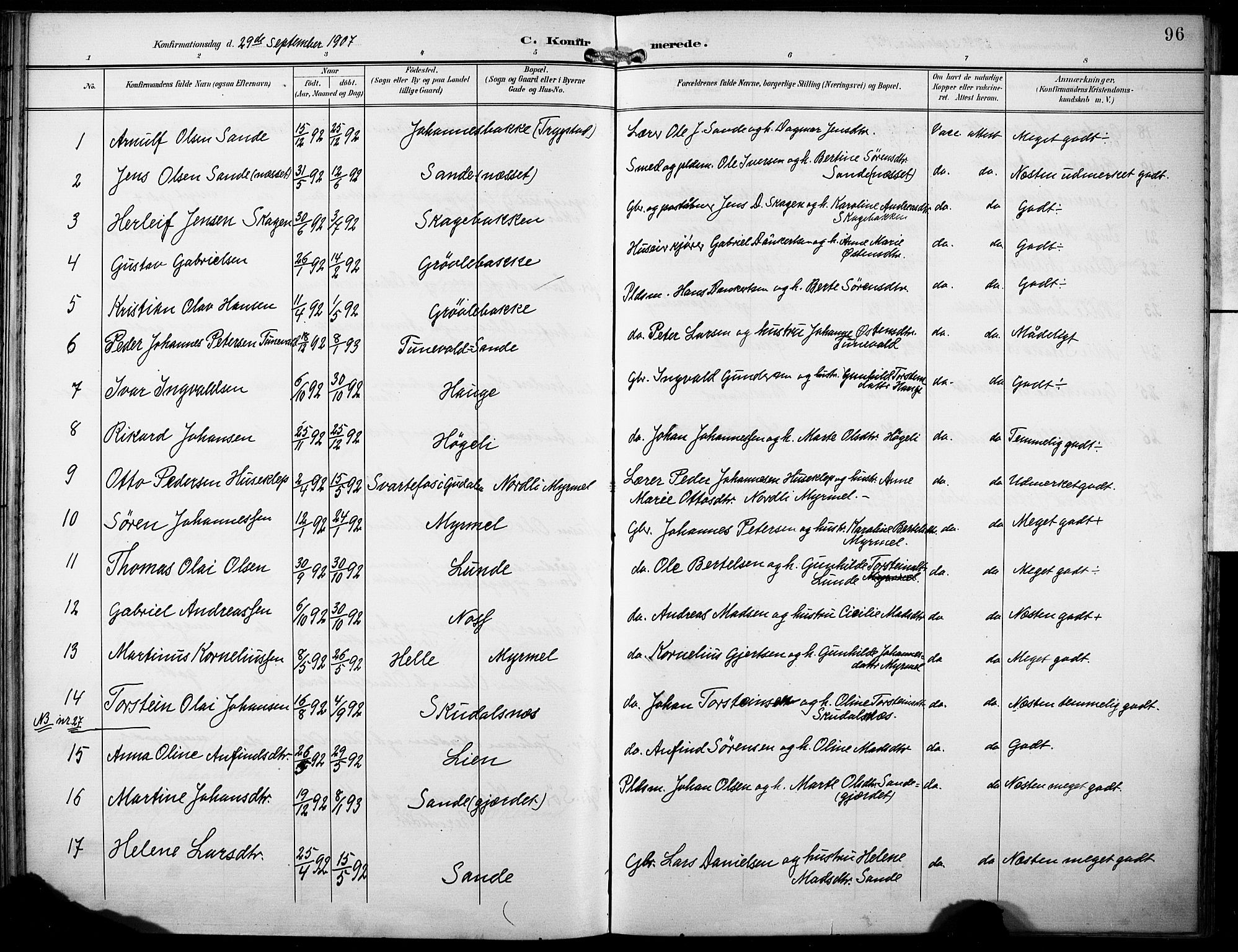 Gaular sokneprestembete, AV/SAB-A-80001/H/Haa: Parish register (official) no. B 2, 1898-1911, p. 96