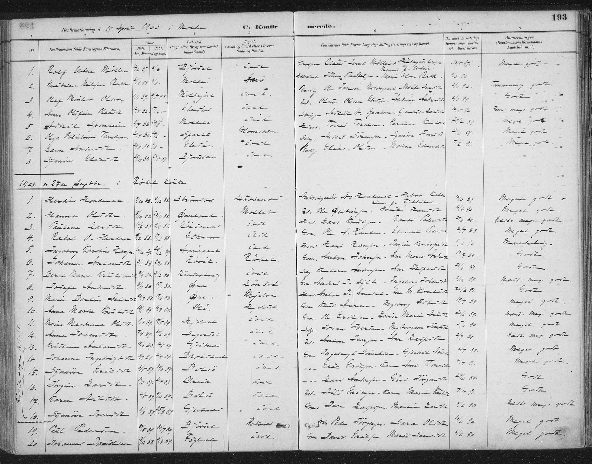 Ministerialprotokoller, klokkerbøker og fødselsregistre - Møre og Romsdal, SAT/A-1454/555/L0658: Parish register (official) no. 555A09, 1887-1917, p. 193