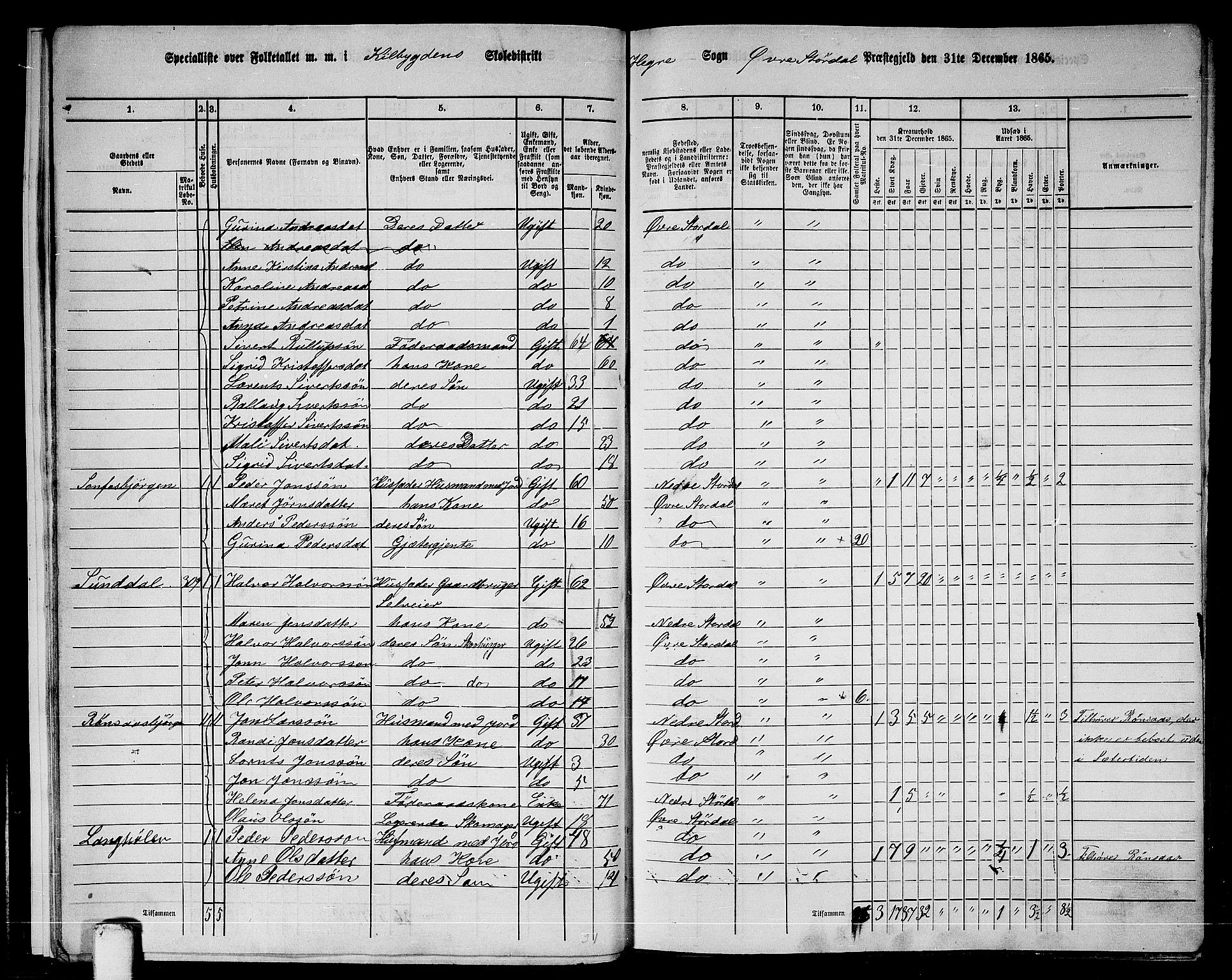 RA, 1865 census for Øvre Stjørdal, 1865, p. 14