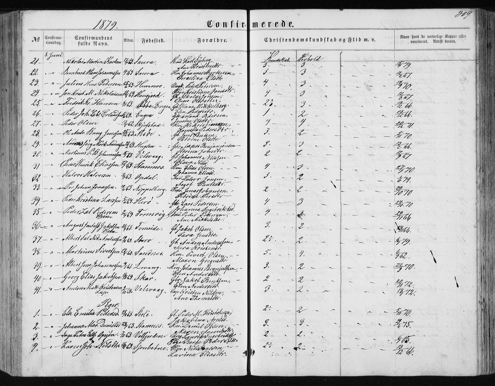 Ministerialprotokoller, klokkerbøker og fødselsregistre - Nordland, AV/SAT-A-1459/838/L0556: Parish register (copy) no. 838C03, 1861-1893, p. 309