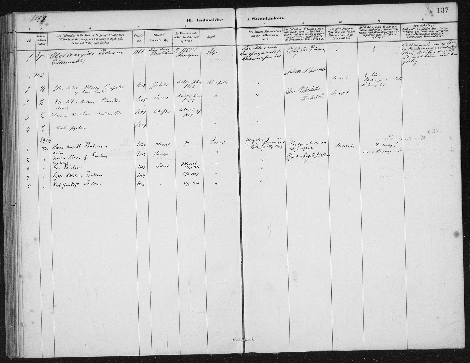 Kinn sokneprestembete, SAB/A-80801/H/Haa/Haae/L0001: Parish register (official) no. E 1, 1890-1916, p. 137