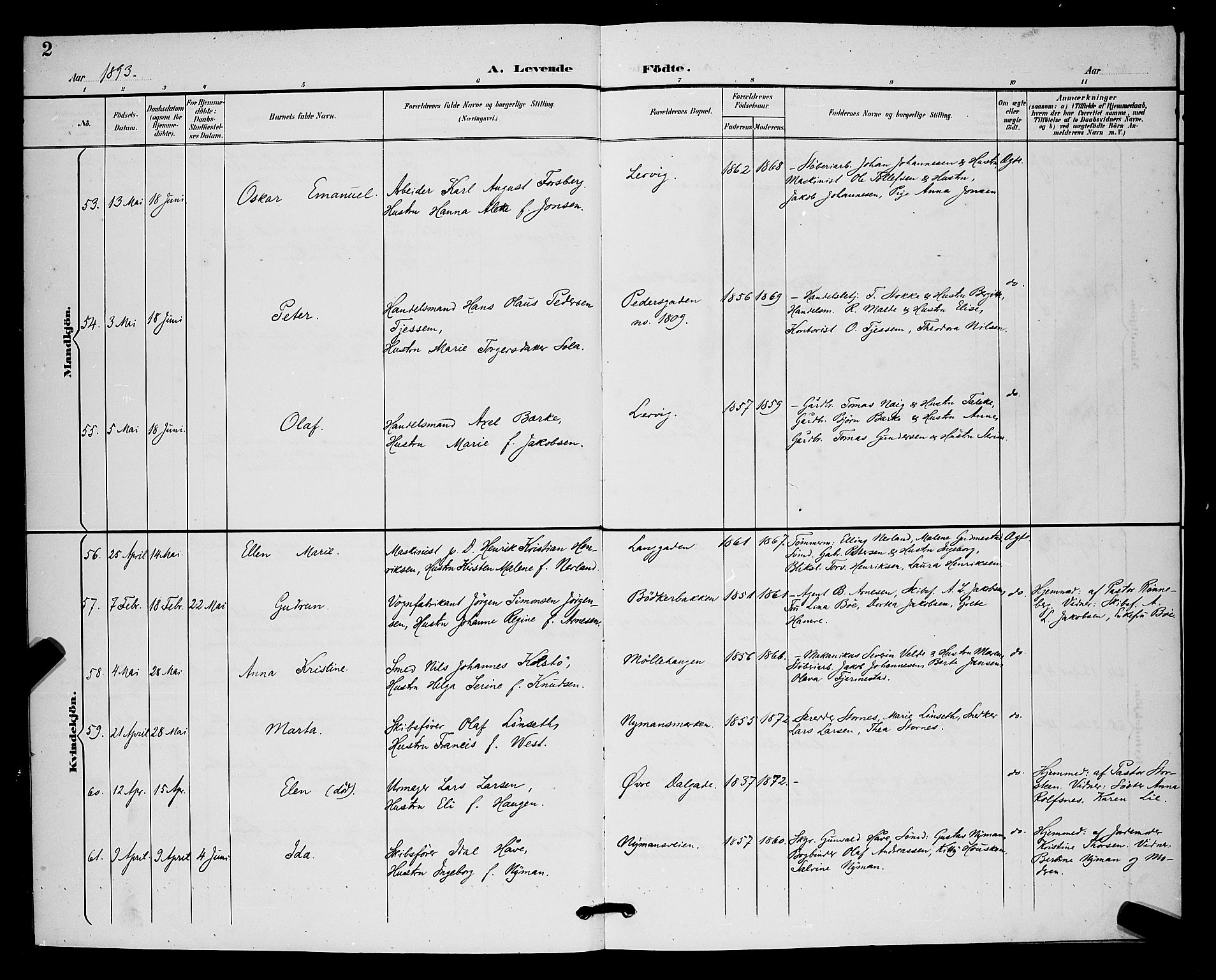 St. Johannes sokneprestkontor, SAST/A-101814/001/30/30BB/L0003: Parish register (copy) no. B 3, 1893-1900, p. 2