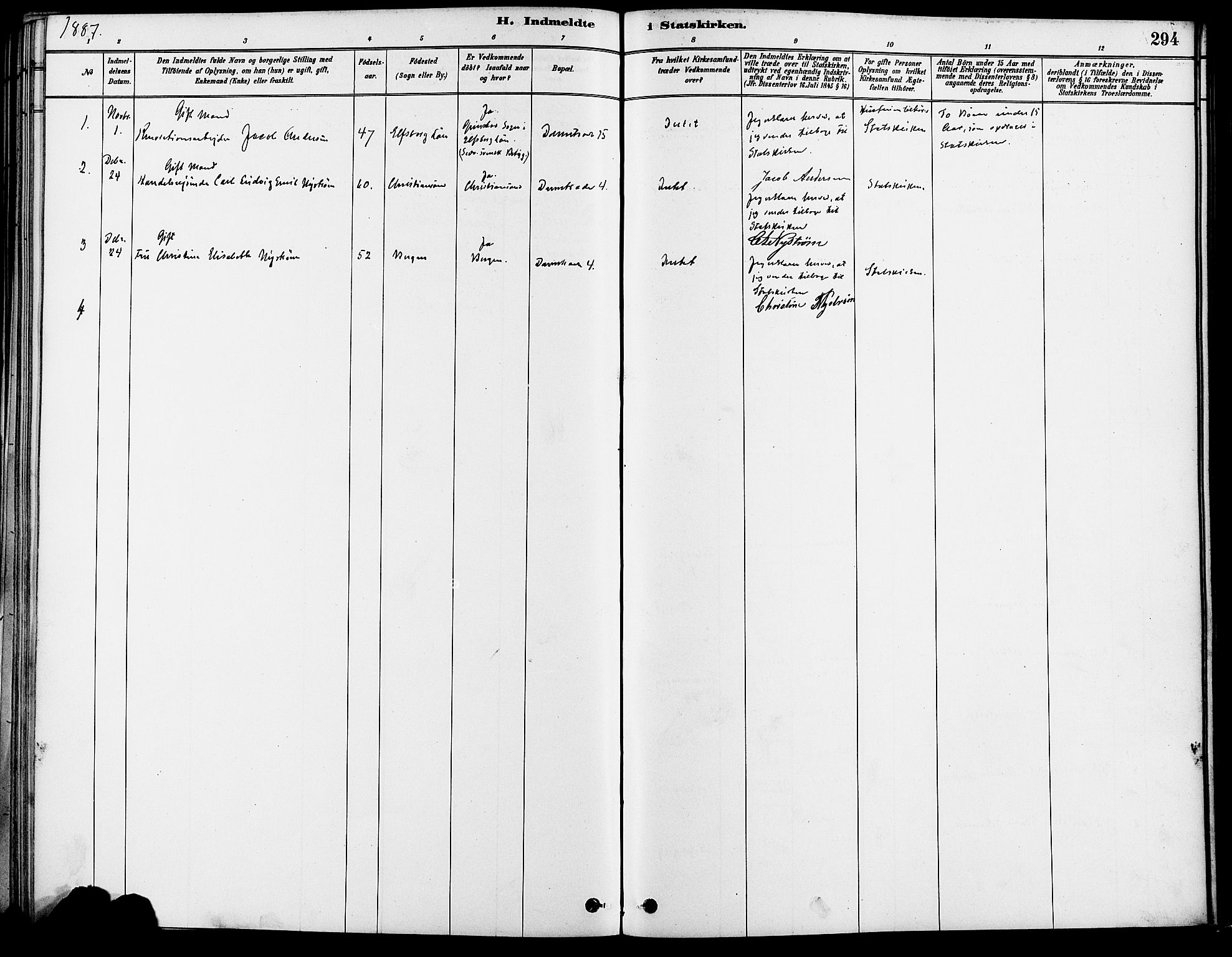 Gamle Aker prestekontor Kirkebøker, SAO/A-10617a/F/L0007: Parish register (official) no. 7, 1882-1890, p. 294