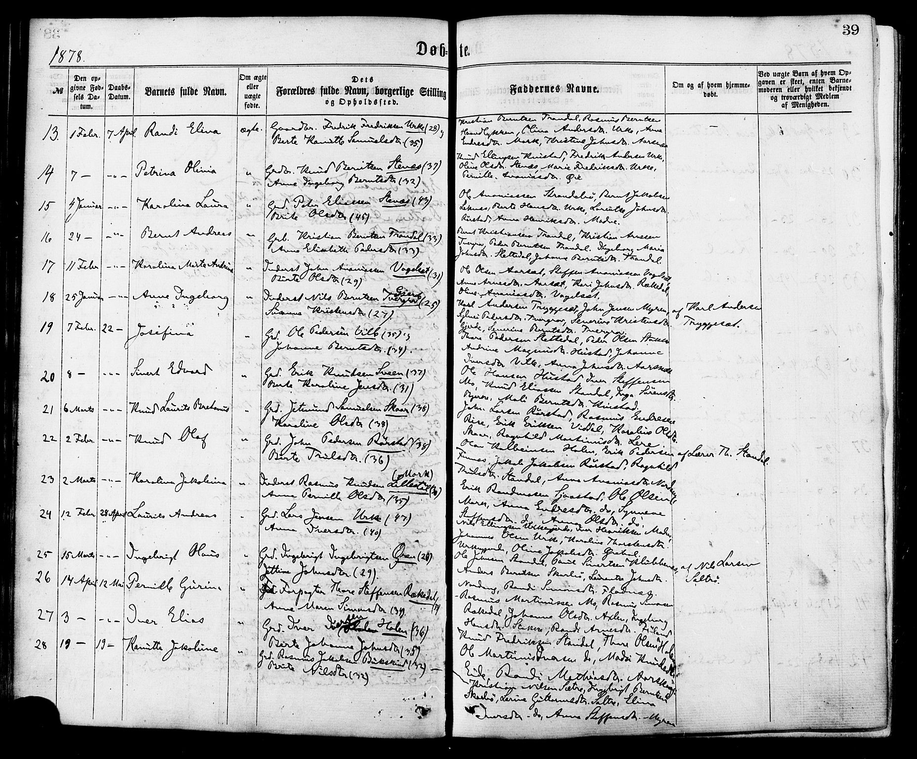 Ministerialprotokoller, klokkerbøker og fødselsregistre - Møre og Romsdal, SAT/A-1454/515/L0210: Parish register (official) no. 515A06, 1868-1885, p. 39
