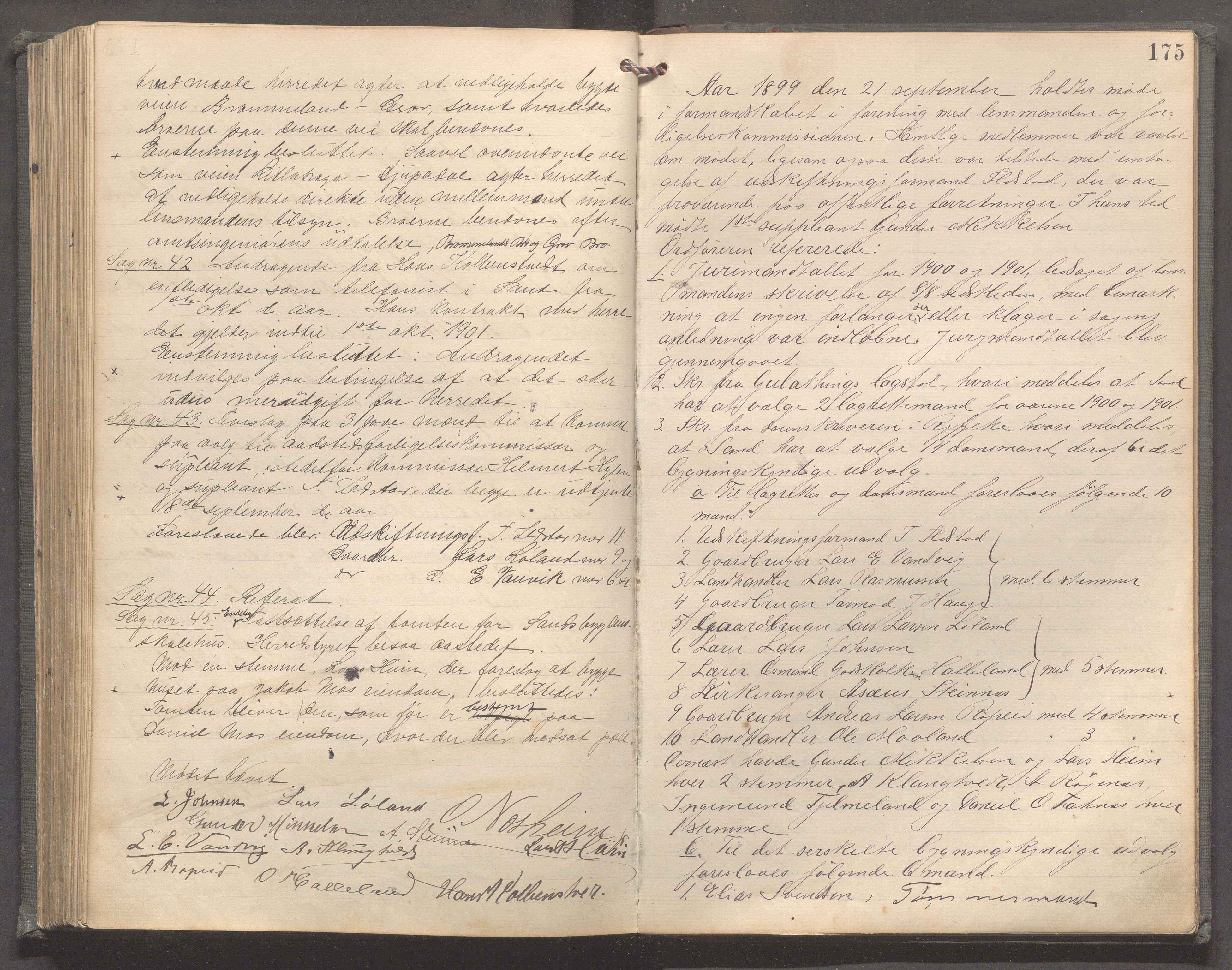 Sand kommune - Formannskapet, IKAR/K-102092/A/Aa/L0002: Møtebok, 1885-1900, p. 175