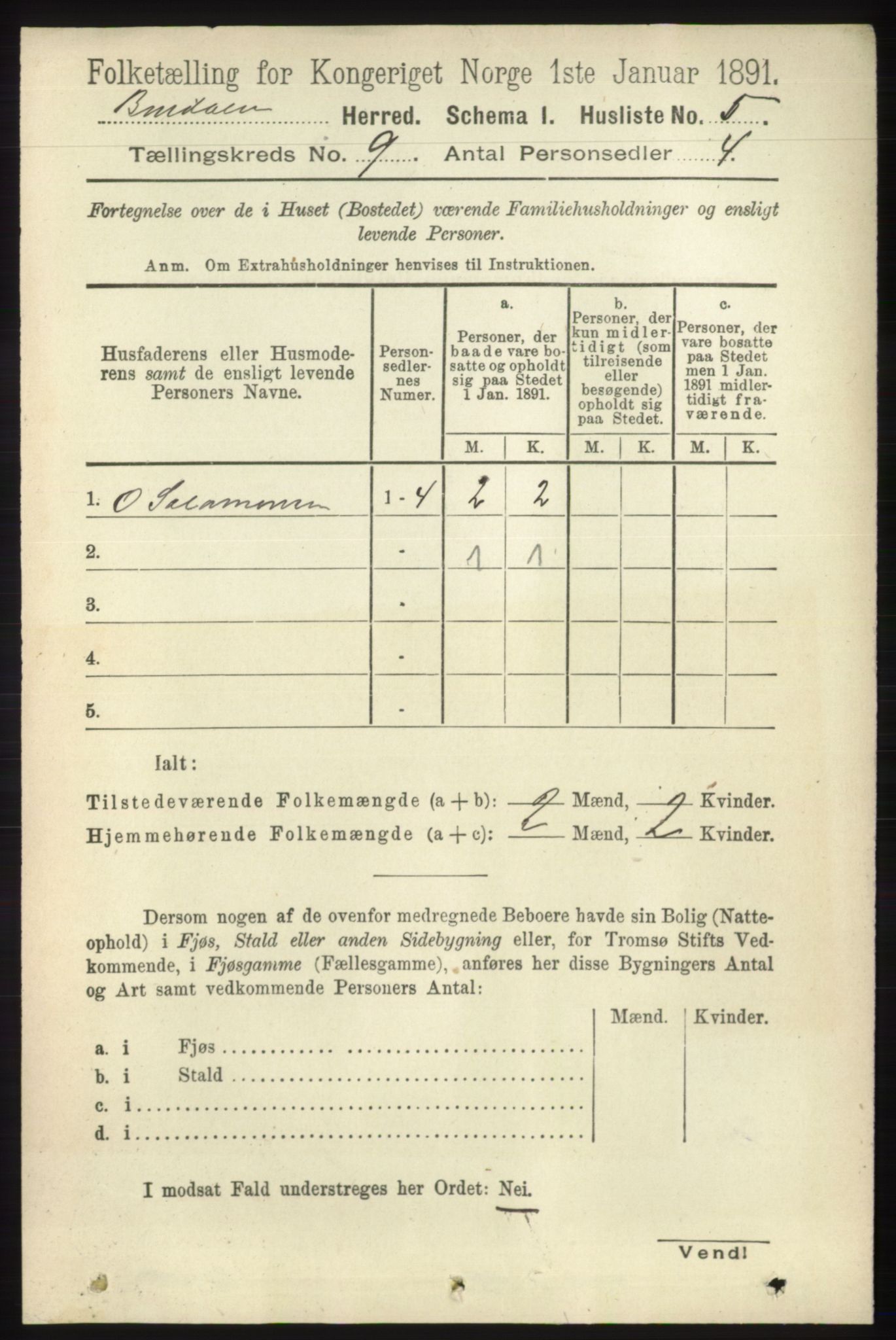 RA, 1891 census for 1811 Bindal, 1891, p. 2922