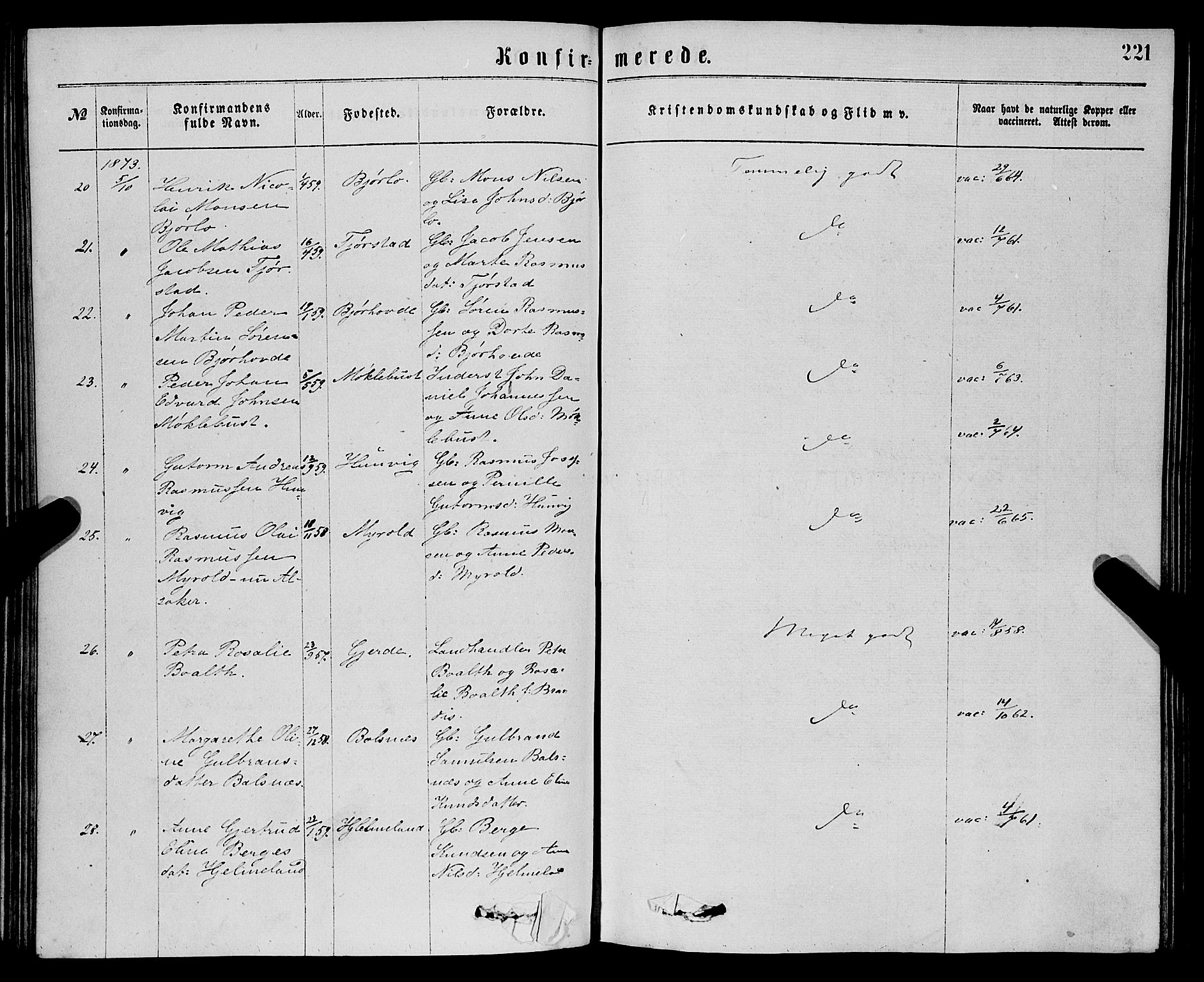 Eid sokneprestembete, SAB/A-82301/H/Haa/Haaa/L0010: Parish register (official) no. A 10, 1867-1878, p. 221