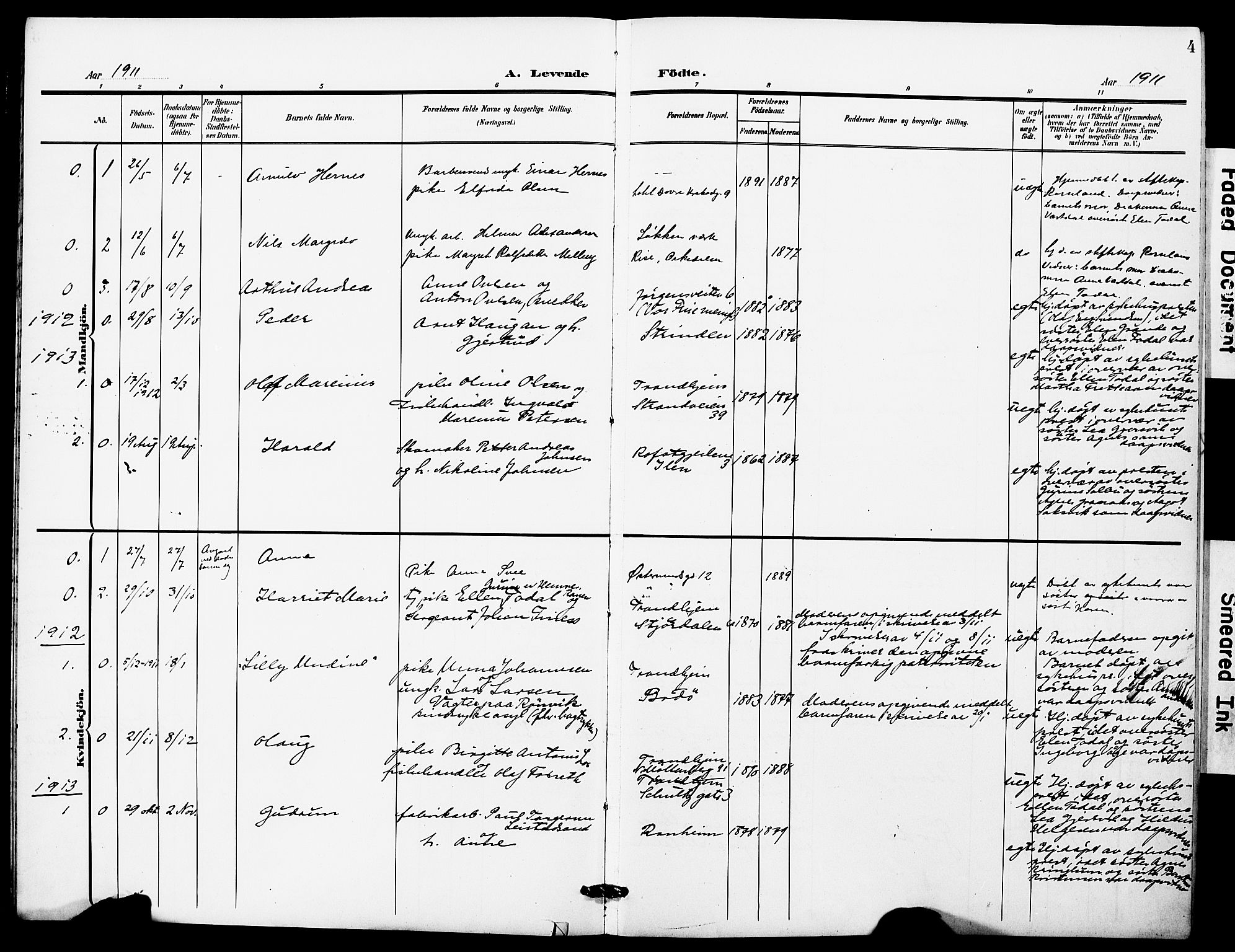Ministerialprotokoller, klokkerbøker og fødselsregistre - Sør-Trøndelag, SAT/A-1456/628/L0483: Parish register (official) no. 628A01, 1902-1920, p. 4