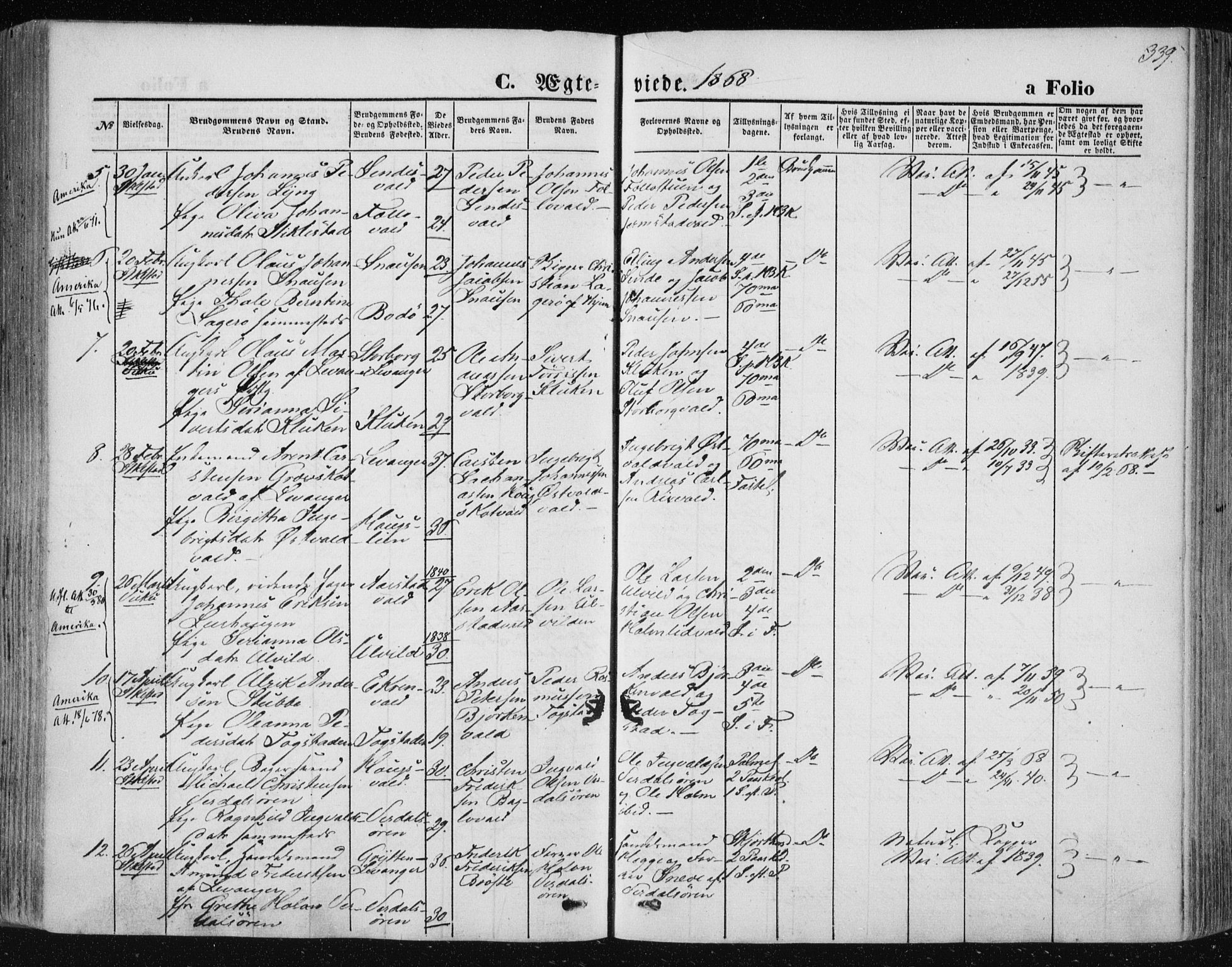 Ministerialprotokoller, klokkerbøker og fødselsregistre - Nord-Trøndelag, SAT/A-1458/723/L0241: Parish register (official) no. 723A10, 1860-1869, p. 339