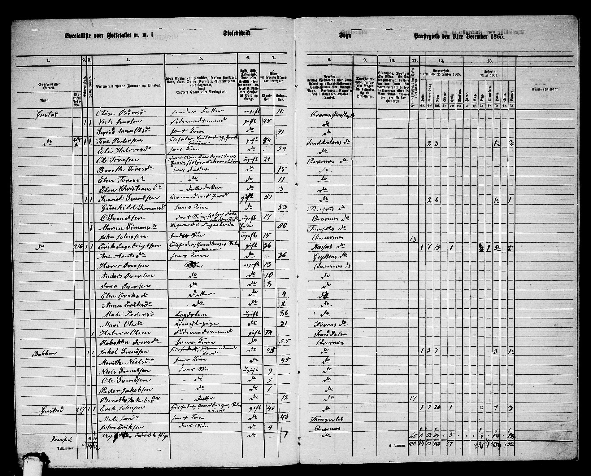 RA, 1865 census for Kvernes, 1865, p. 234