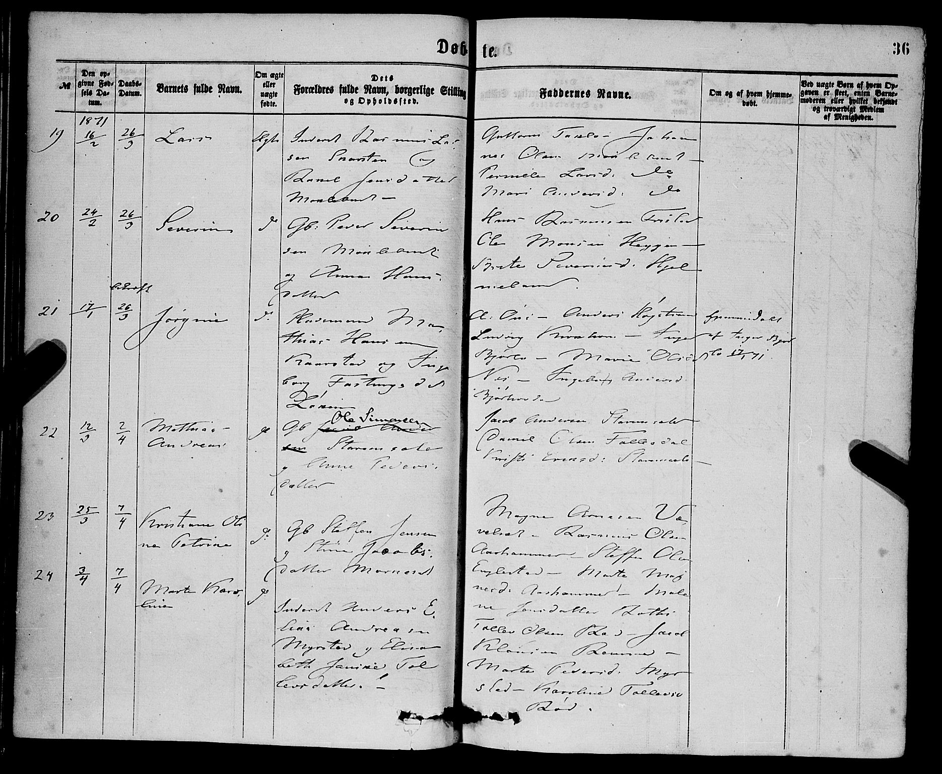 Eid sokneprestembete, SAB/A-82301/H/Haa/Haaa/L0010: Parish register (official) no. A 10, 1867-1878, p. 36