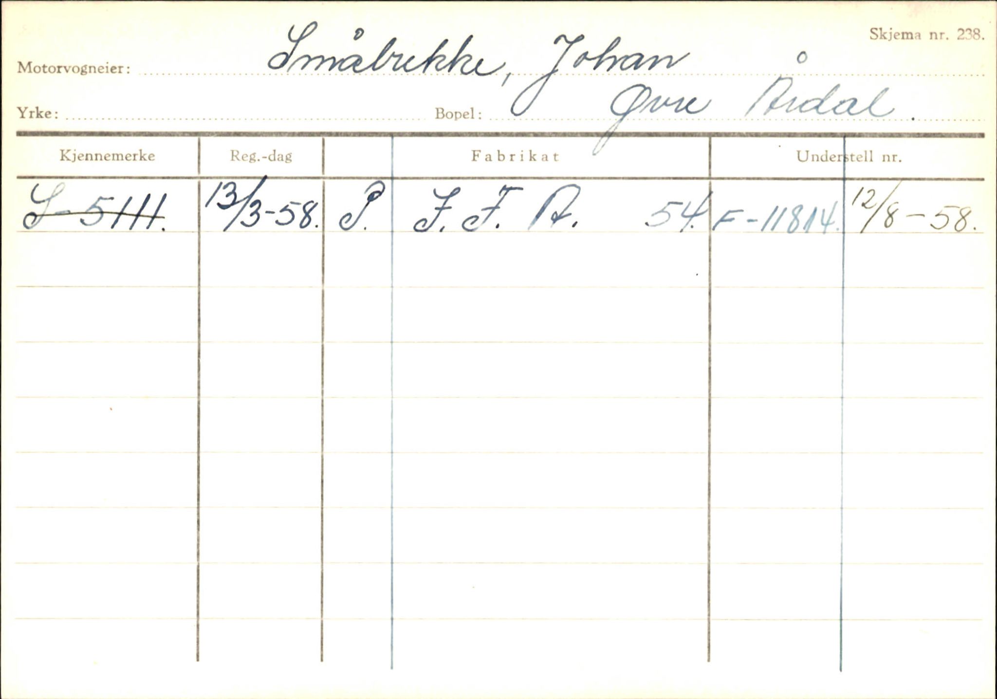 Statens vegvesen, Sogn og Fjordane vegkontor, SAB/A-5301/4/F/L0146: Registerkort Årdal R-Å samt diverse kort, 1945-1975, p. 476