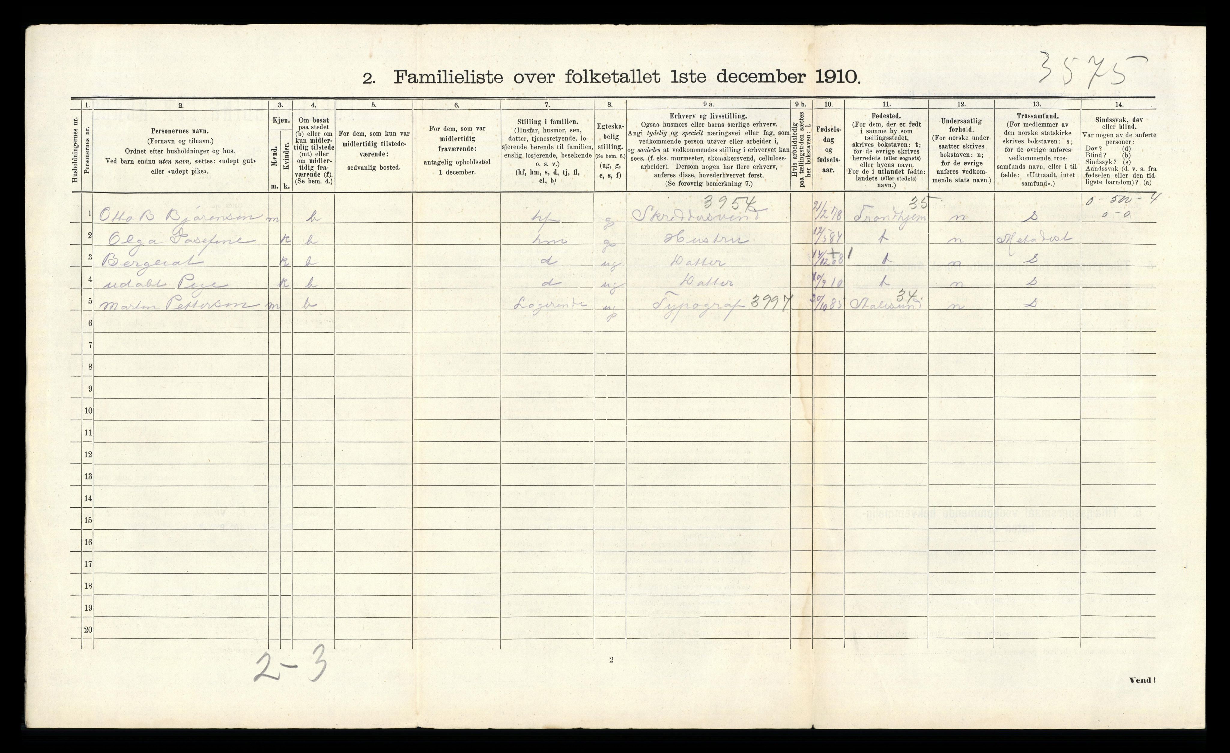 RA, 1910 census for Arendal, 1910, p. 4430