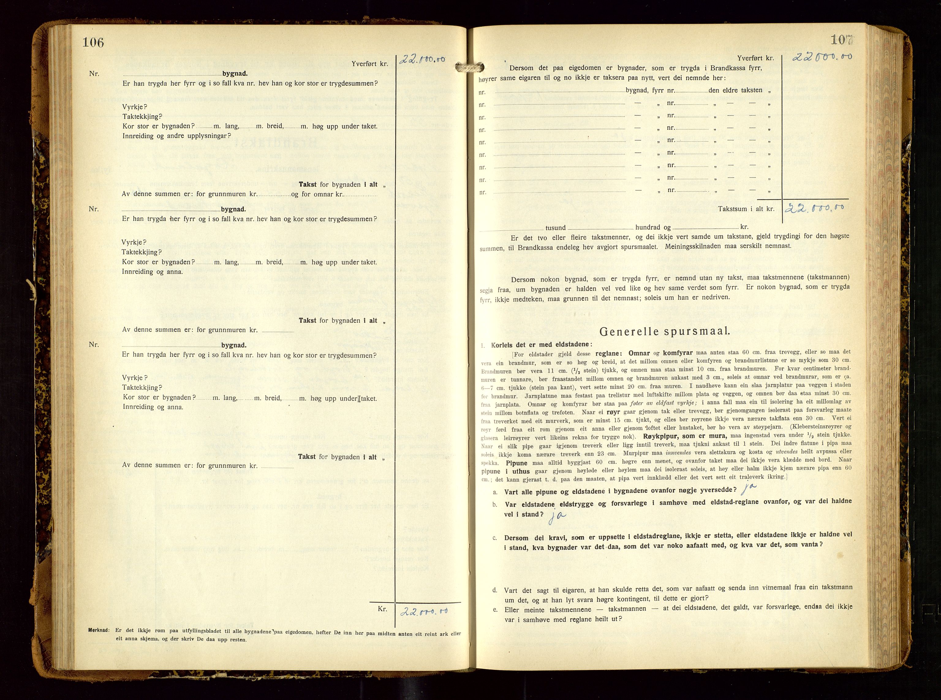 Tysvær lensmannskontor, AV/SAST-A-100192/Gob/L0003: "Brandtakstbok for Tysvær lensmannskrins", 1932-1955, p. 106-107