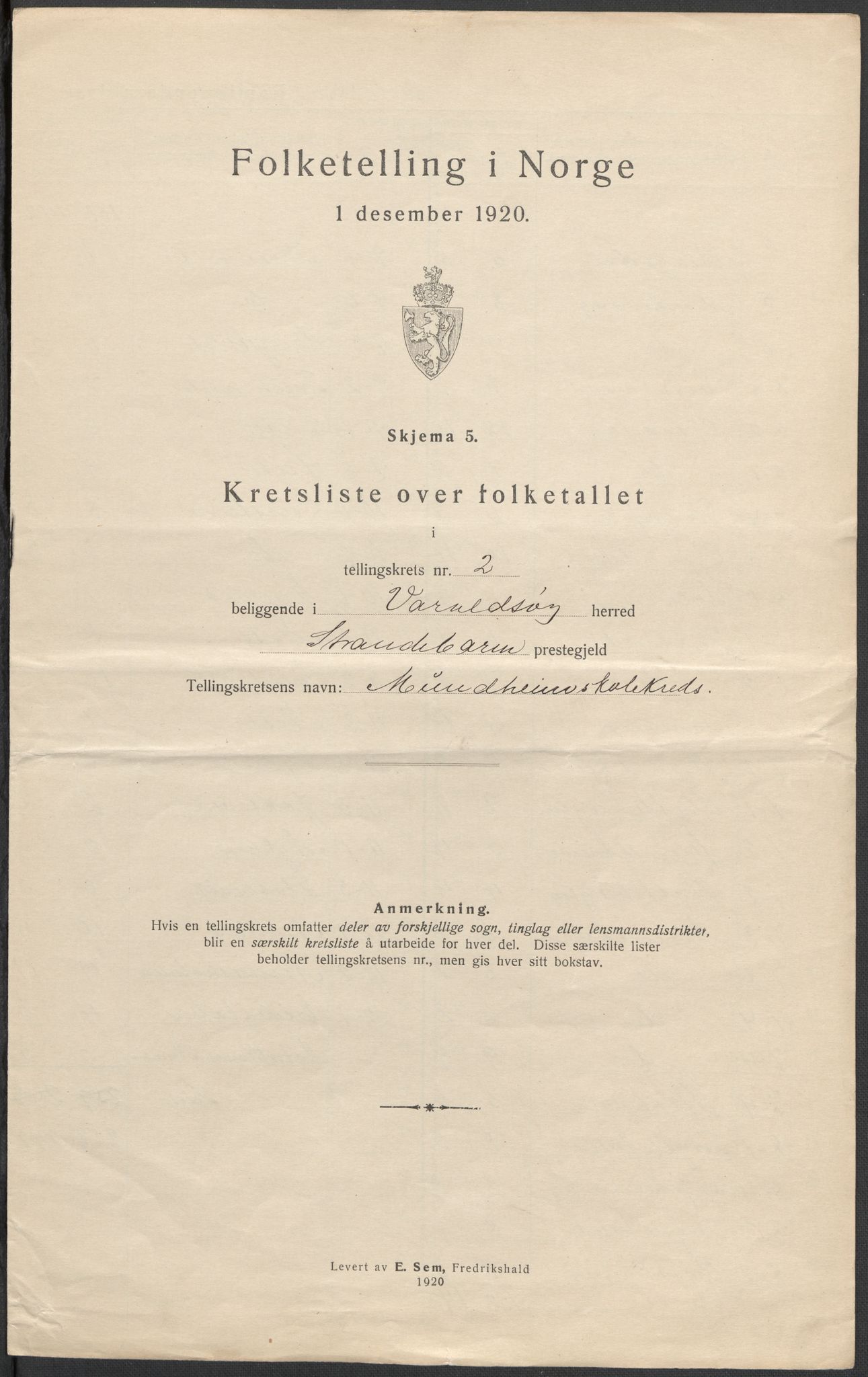 SAB, 1920 census for Varaldsøy, 1920, p. 8