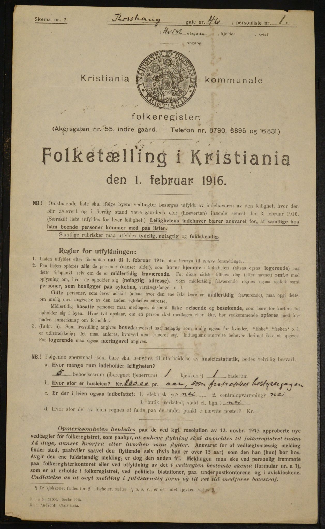 OBA, Municipal Census 1916 for Kristiania, 1916, p. 118208