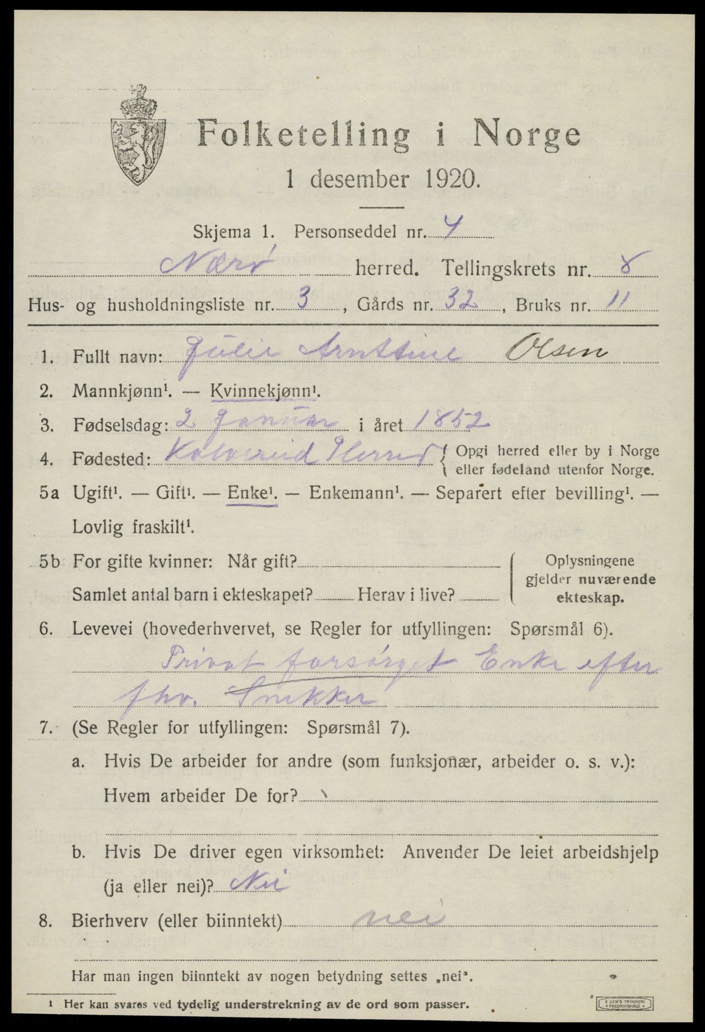 SAT, 1920 census for Nærøy, 1920, p. 4339