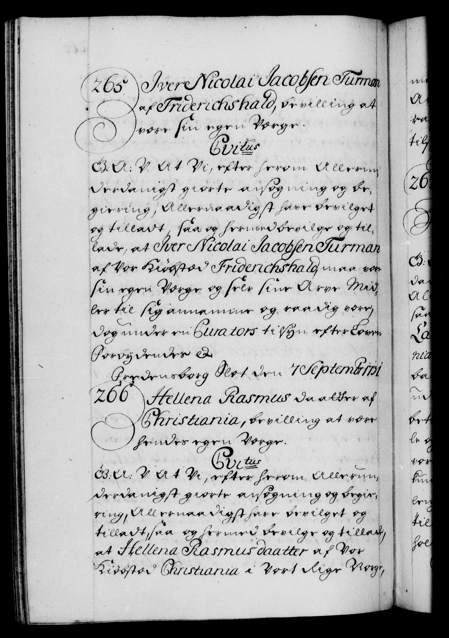 Danske Kanselli 1572-1799, AV/RA-EA-3023/F/Fc/Fca/Fcaa/L0027: Norske registre, 1730-1732, p. 260b