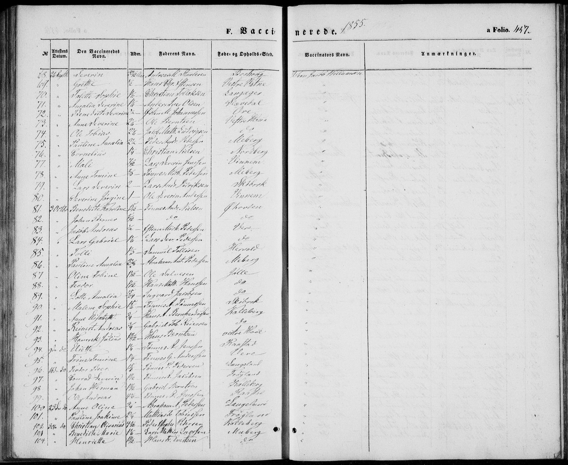 Lista sokneprestkontor, AV/SAK-1111-0027/F/Fb/L0002: Parish register (copy) no. B 2, 1847-1862, p. 457