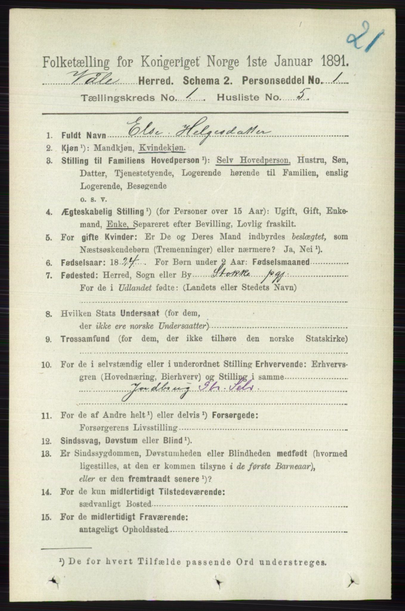 RA, 1891 census for 0716 Våle, 1891, p. 103