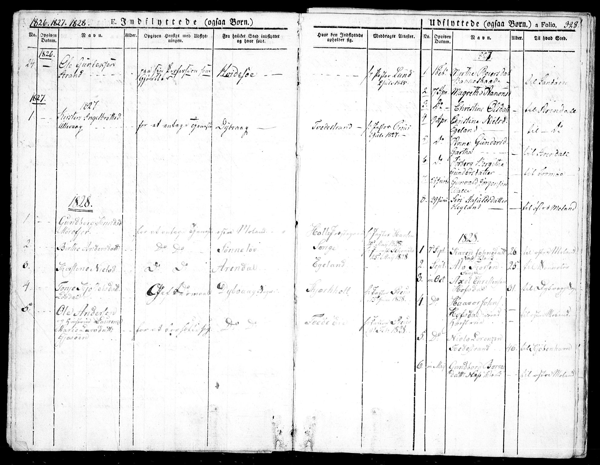 Holt sokneprestkontor, AV/SAK-1111-0021/F/Fa/L0006: Parish register (official) no. A 6, 1820-1835, p. 328