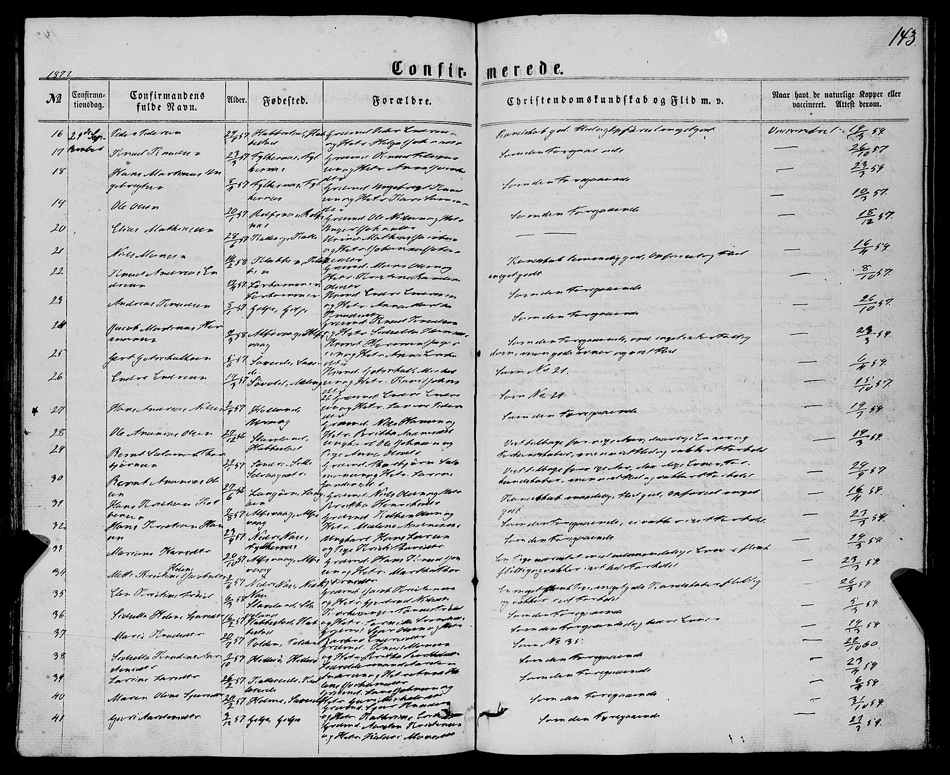 Finnås sokneprestembete, SAB/A-99925/H/Ha/Haa/Haaa/L0008: Parish register (official) no. A 8, 1863-1872, p. 143