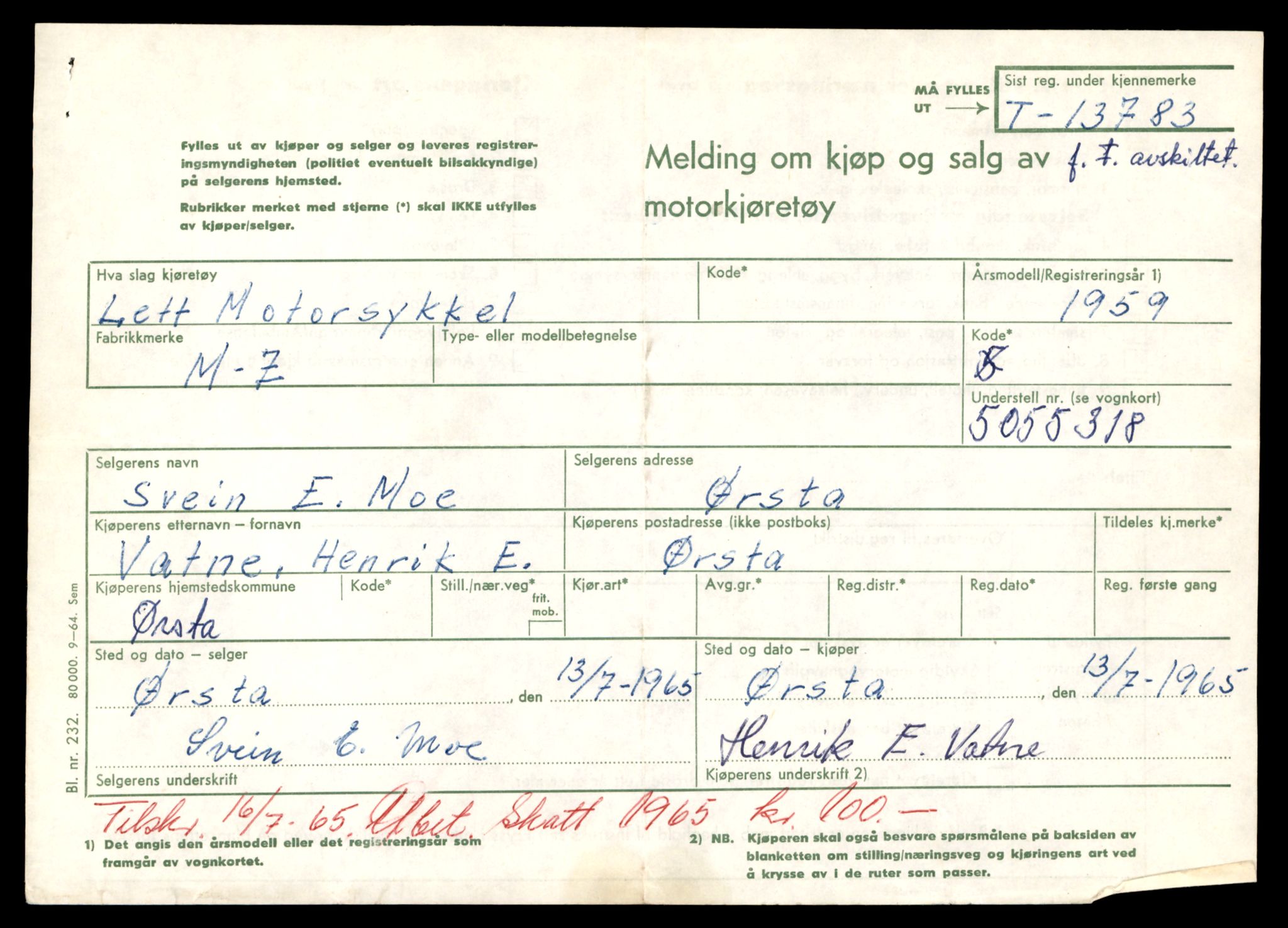 Møre og Romsdal vegkontor - Ålesund trafikkstasjon, AV/SAT-A-4099/F/Fe/L0041: Registreringskort for kjøretøy T 13710 - T 13905, 1927-1998, p. 1259