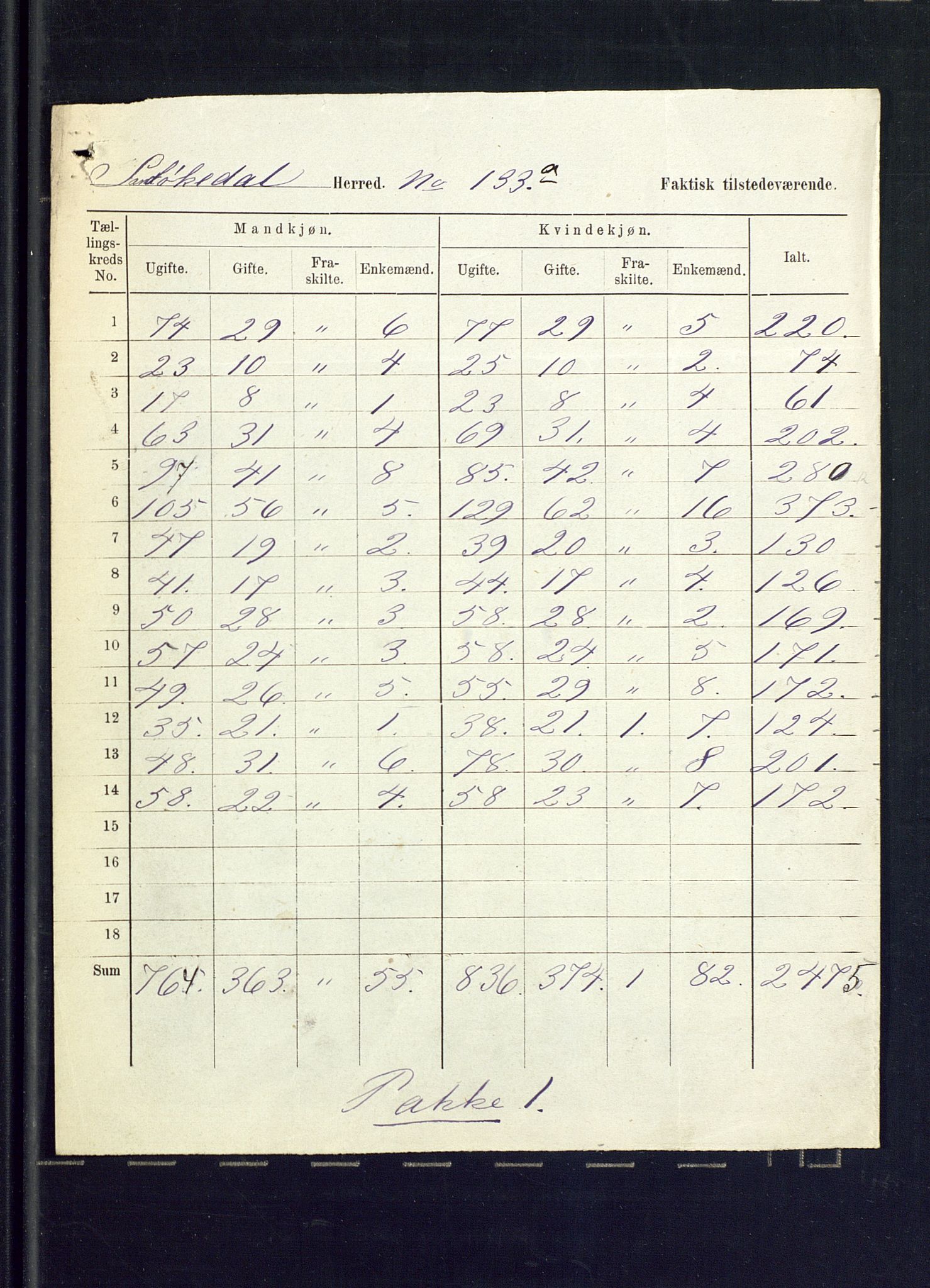 SAKO, 1875 census for 0816P Sannidal, 1875, p. 123