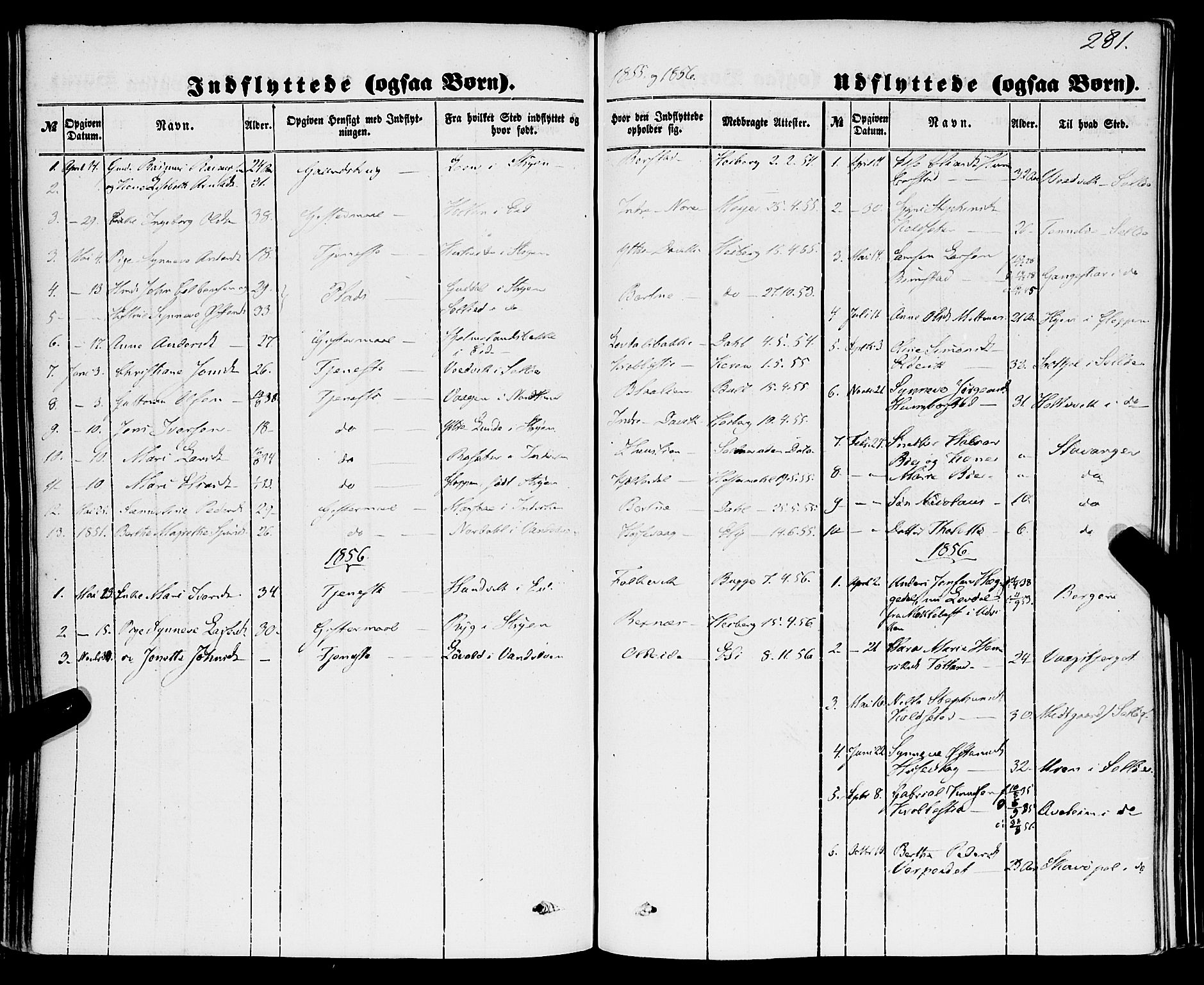 Davik sokneprestembete, AV/SAB-A-79701/H/Haa/Haaa/L0005: Parish register (official) no. A 5, 1850-1866, p. 281