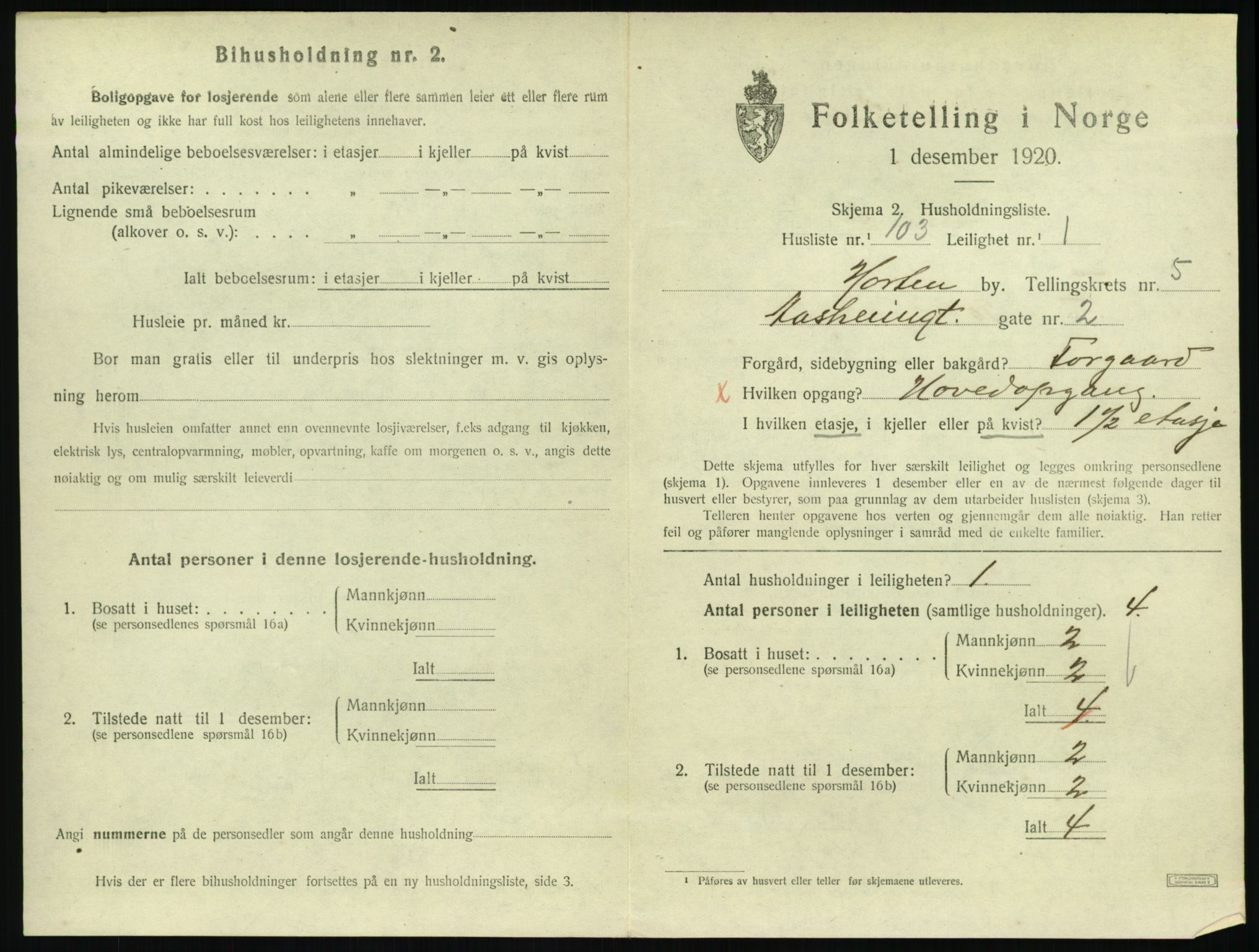 SAKO, 1920 census for Horten, 1920, p. 6031