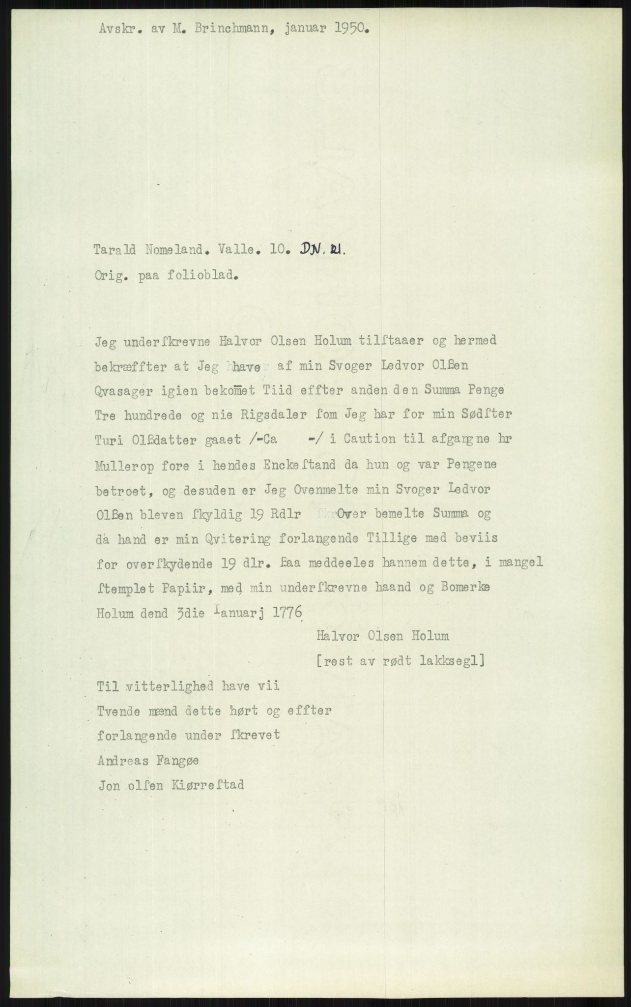 Samlinger til kildeutgivelse, Diplomavskriftsamlingen, AV/RA-EA-4053/H/Ha, p. 3623
