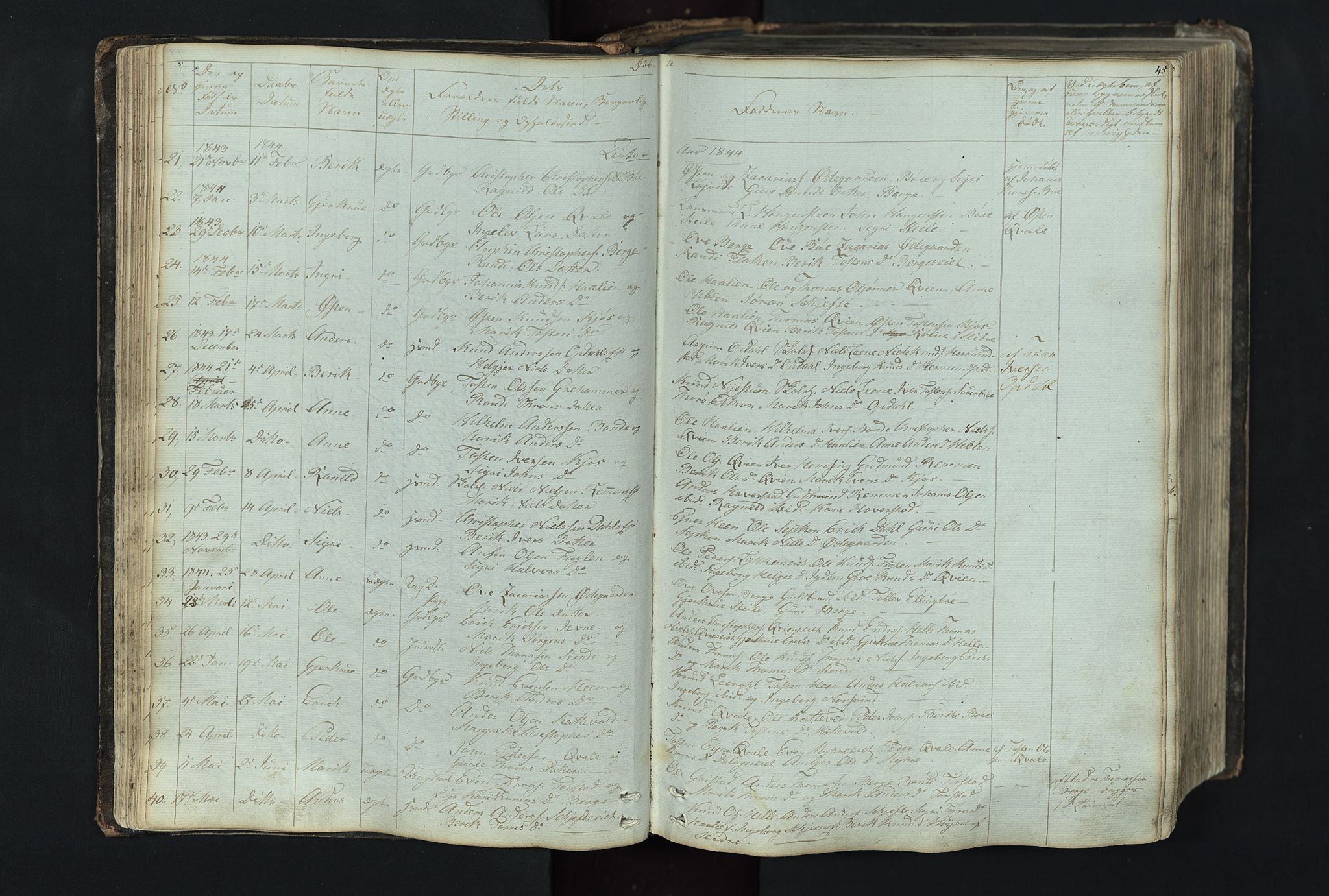 Vang prestekontor, Valdres, SAH/PREST-140/H/Hb/L0004: Parish register (copy) no. 4, 1835-1892, p. 45