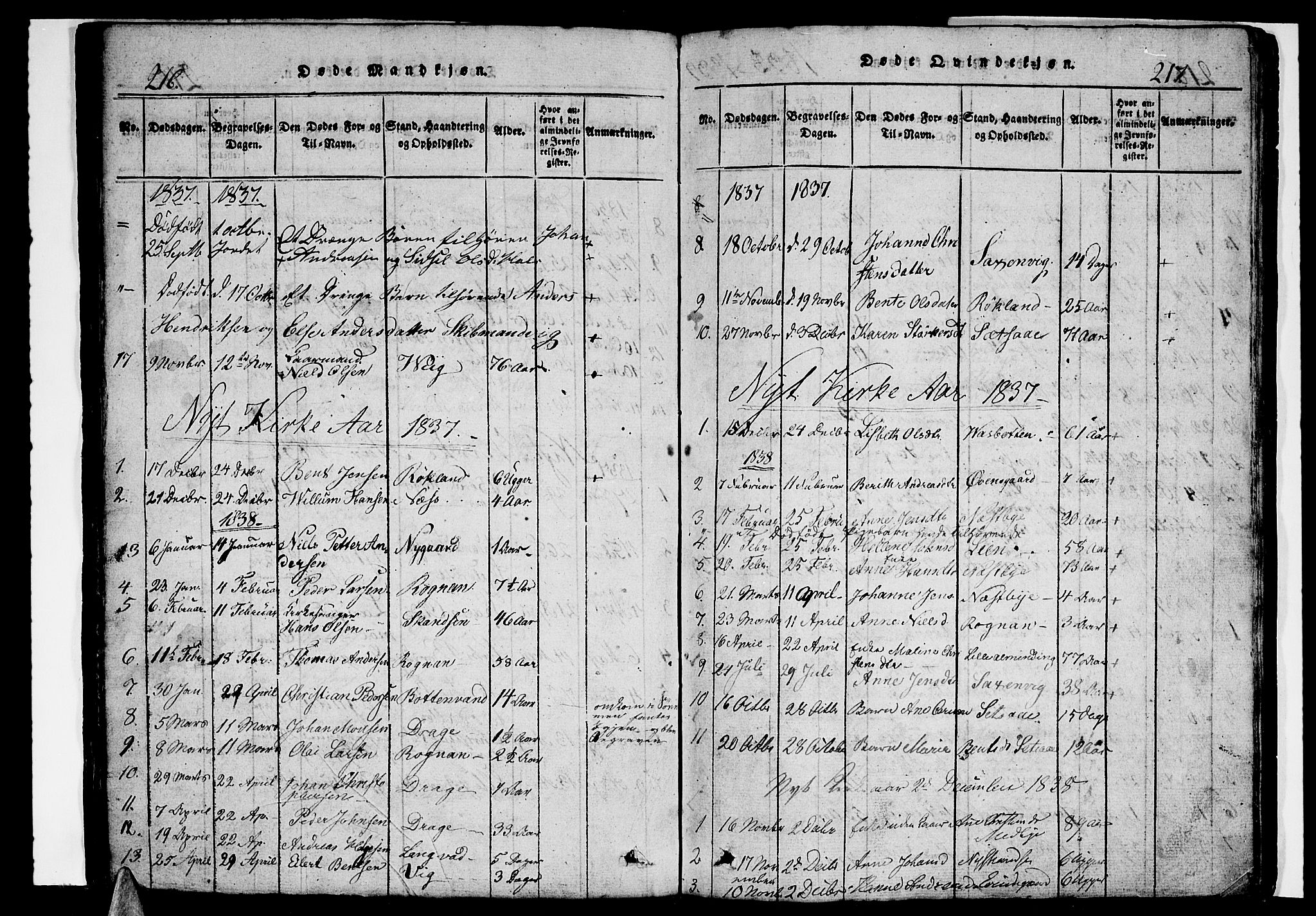 Ministerialprotokoller, klokkerbøker og fødselsregistre - Nordland, AV/SAT-A-1459/847/L0676: Parish register (copy) no. 847C04, 1821-1853, p. 216-217
