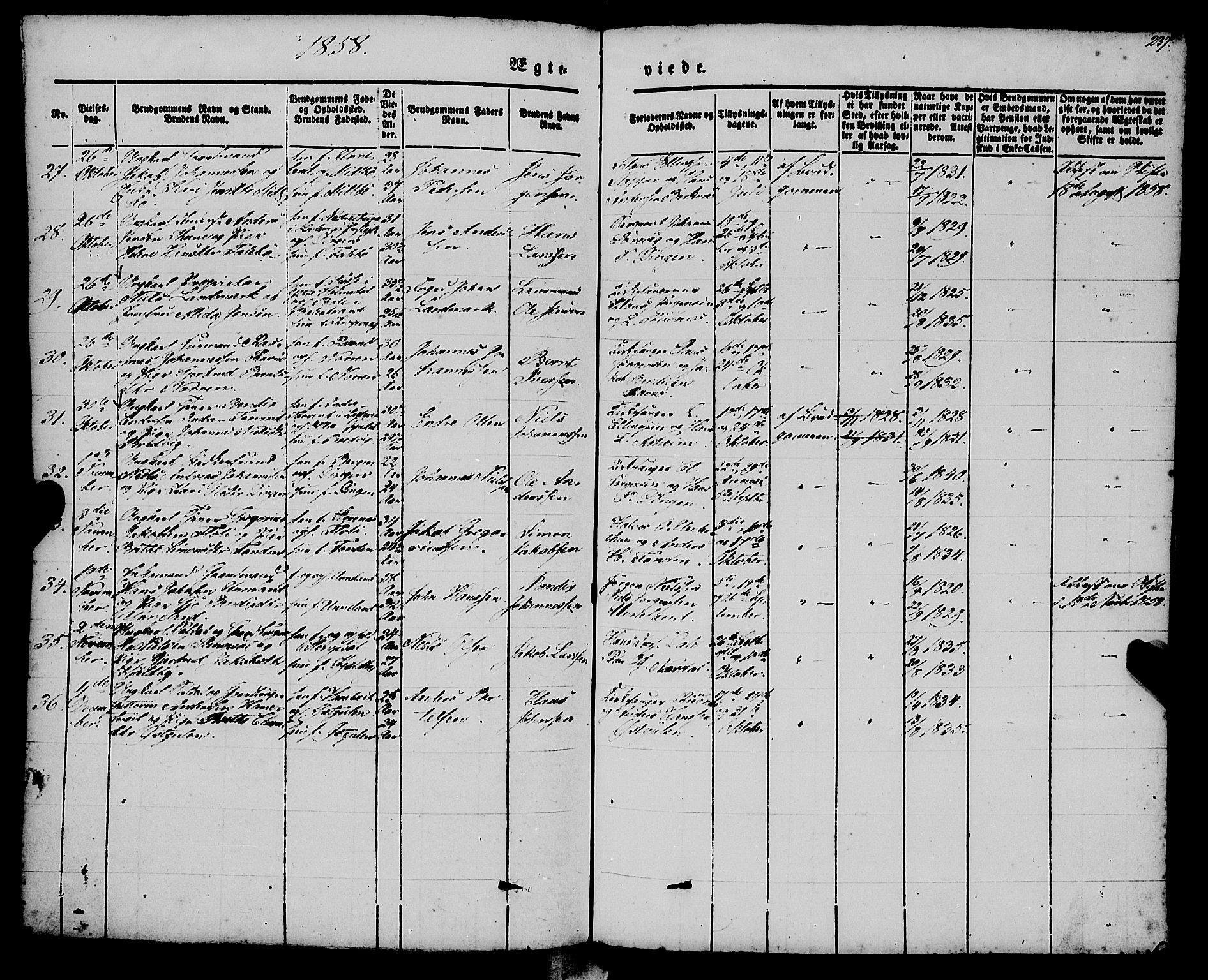 Gulen sokneprestembete, AV/SAB-A-80201/H/Haa/Haaa/L0021: Parish register (official) no. A 21, 1848-1858, p. 237