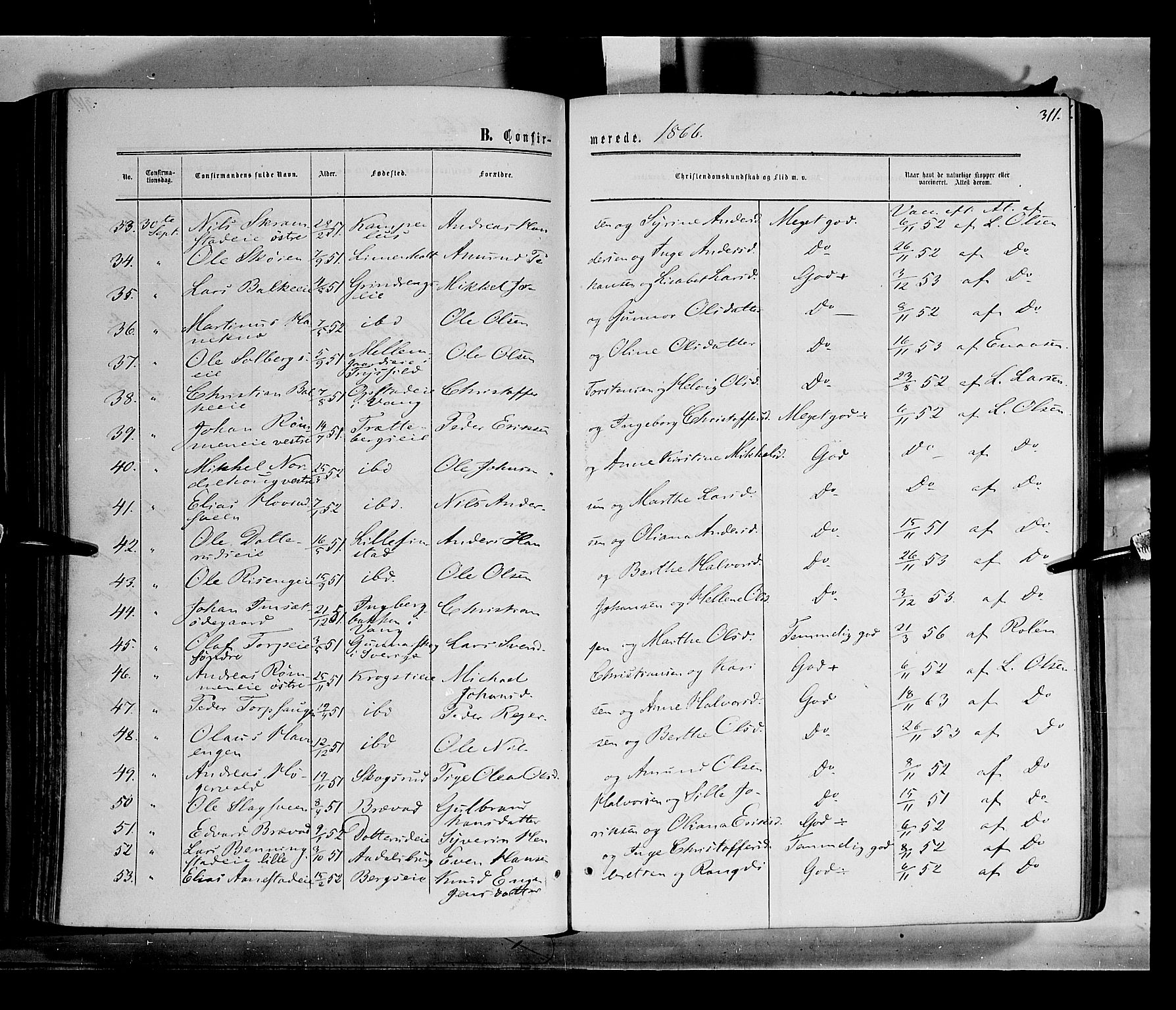 Løten prestekontor, AV/SAH-PREST-022/K/Ka/L0008: Parish register (official) no. 8, 1860-1877, p. 311